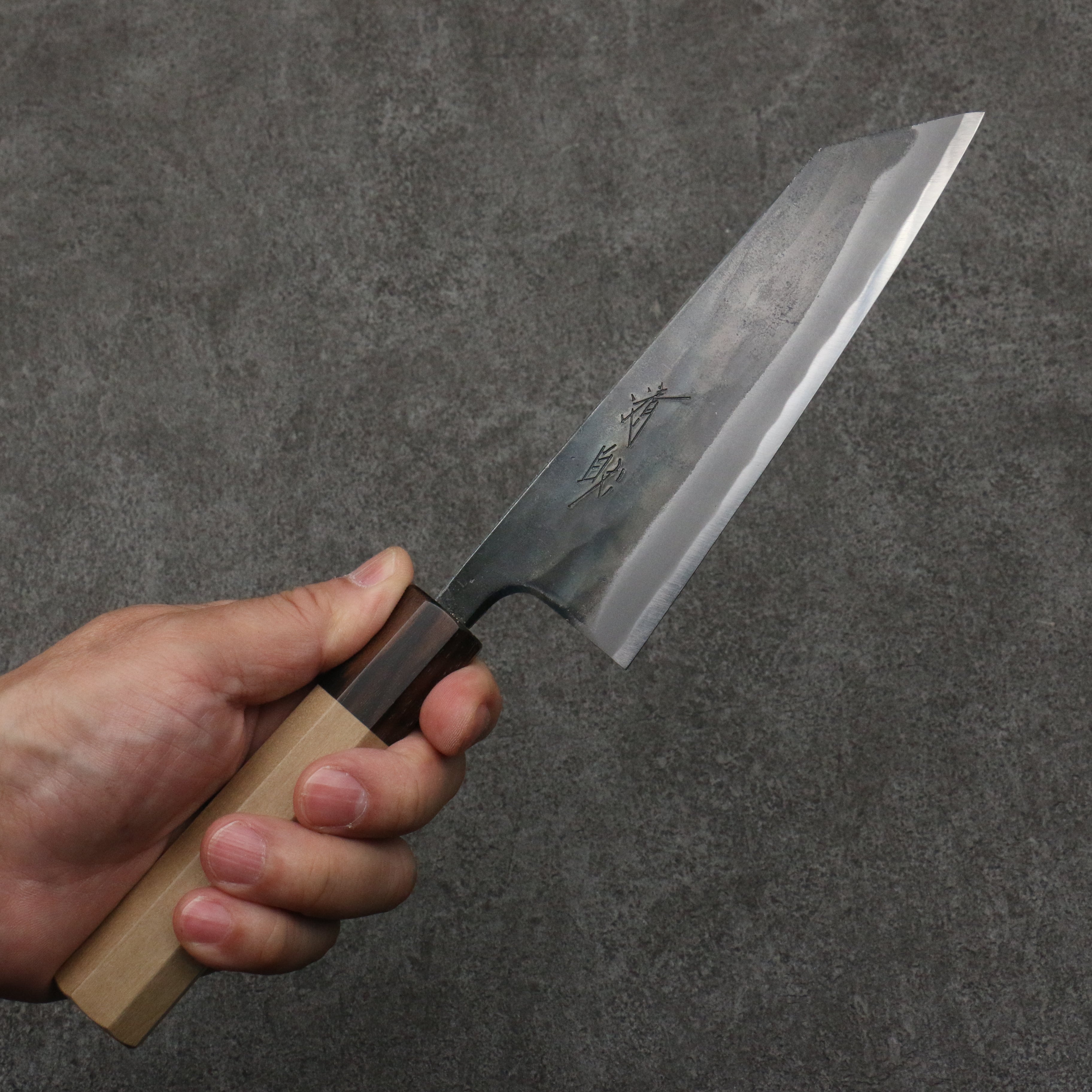 Seisuke Blue Super Black Finished Small Bunka Knife 150mm - Magnolia Wood Handle with Ebony Ferrule - Japanese Kitchen Knife for Precision Slicing, Dicing & Vegetable Prep