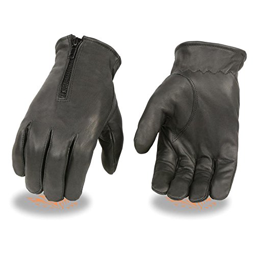 Milwaukee Leather Men's Thermal Lined Leather Gloves with Zipper Closure - Winter Work Gloves for Cold Weather, Motorcycle Riding & Outdoor Activities