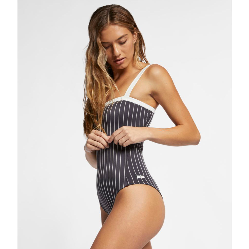 Hurley Women's Quick Dry Rise Bodysuit - Moisture Wicking Activewear for Yoga, Running & Gym Workouts - Oil Grey