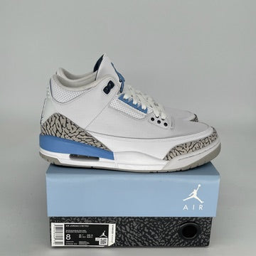 AIR JORDAN 3 UNC Men's Basketball Shoes Size 8 - Authentic CT8532-104 Blue White Sneakers for Casual Wear & Sports Performance