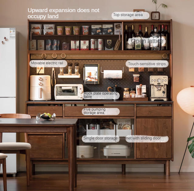 Premium Black Walnut Solid Wood Sideboard - Modern Luxury Buffet Cabinet for Dining Room, Living Room & Entryway Storage