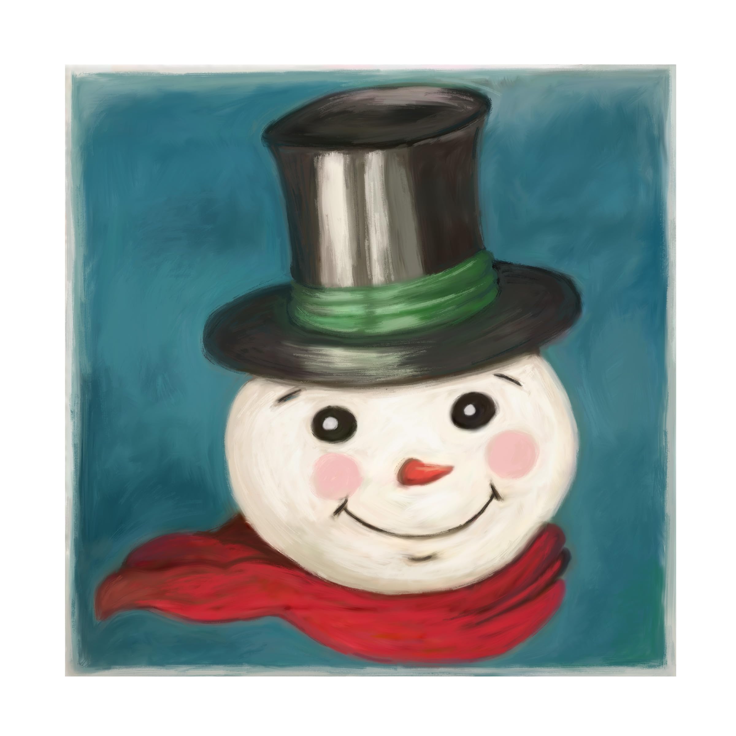 Happy Snowman Canvas Art Print by Art Licensing Studio - Winter Holiday Decor for Home, Office & Gifts