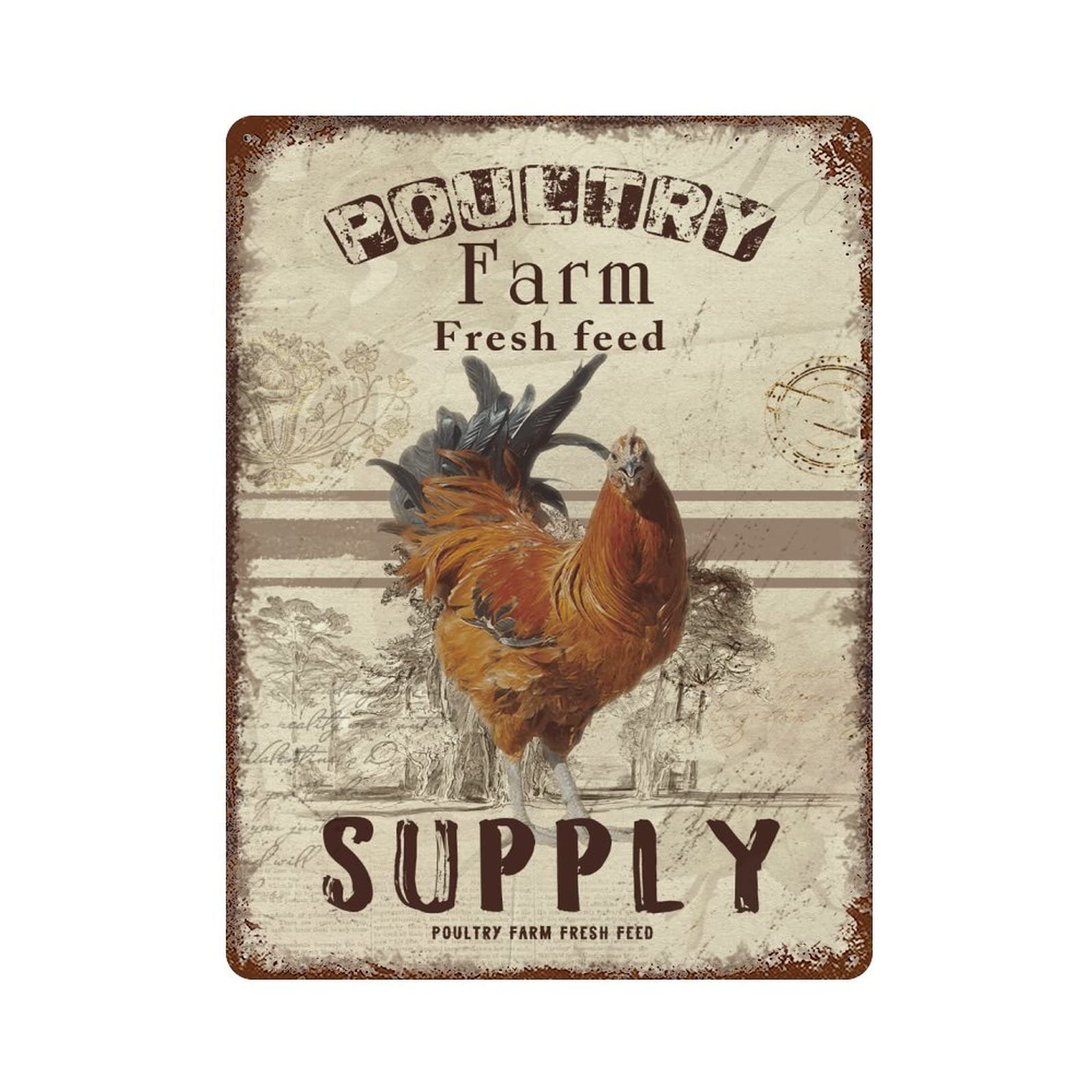 Vintage Metal Chicken Coop Sign - 12x16 Inch Rustic Rooster Decor for Poultry Farms, Outdoor Feed Areas & Man Caves - Perfect for Farmhouse, Country Kitchen & Western Home Decor