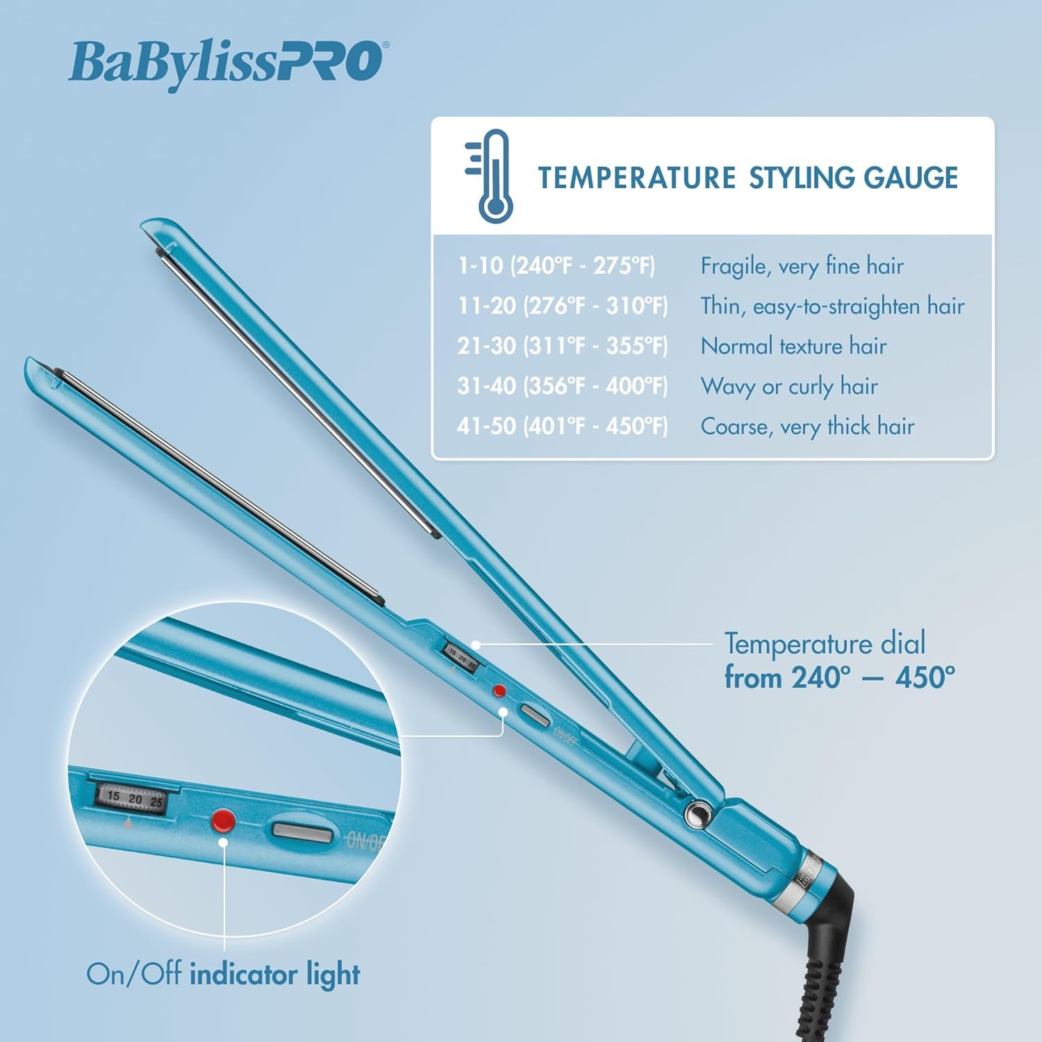 BaBylissPRO Nano Titanium & Ceramic Ultra-Slim Hair Straightener - Dual Voltage Flat Iron with Floating Plates for Salon-Quality Styling at Home or Travel