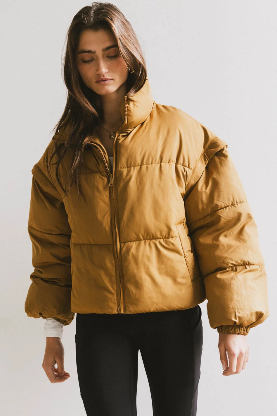 Kai Detachable Sleeve Brown Jacket - Convertible Women's Outerwear for Travel & Layering | FINAL SALE