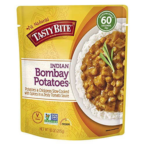 Tasty Bite Bombay Potatoes - Authentic Indian Ready-to-Eat Meal, Microwaveable Entree, 10oz (6-Pack) | Quick Lunch, Dinner & Office Meals | Gluten-Free Vegetarian Indian Food