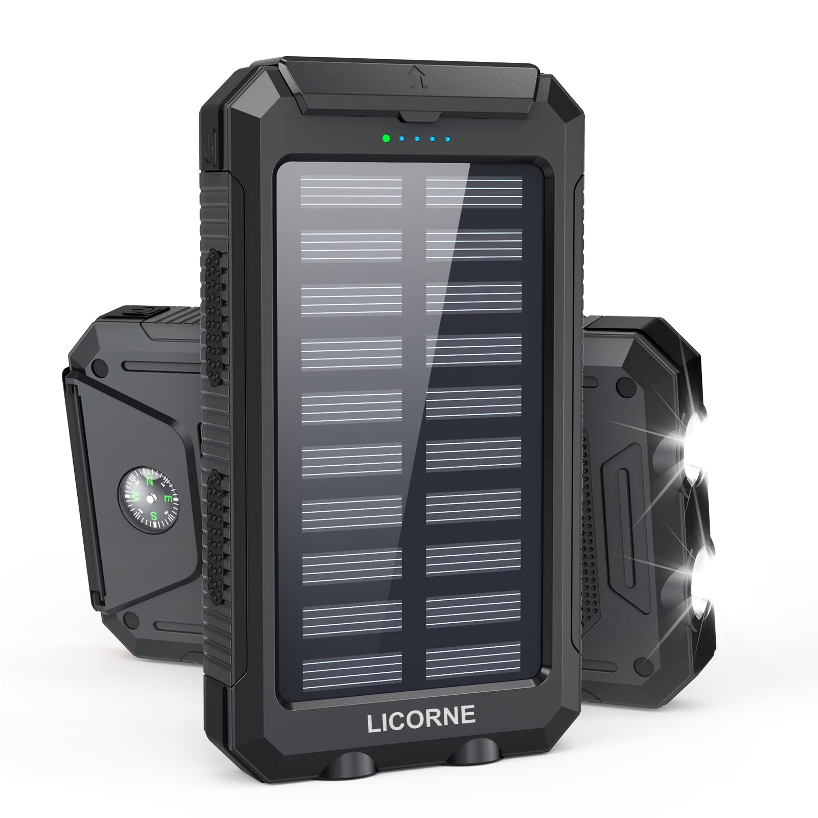 30000mAh Solar Power Bank with QC3.0 Fast Charging - Portable Solar Phone Charger with Dual USB Ports for iPhone, Android, Tablets & Electronic Devices - Perfect for Camping, Hiking & Emergency Power Outages (Black)