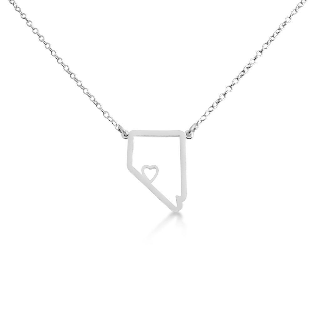 Belcho USA 925 Sterling Silver Small Nevada State Necklace - 