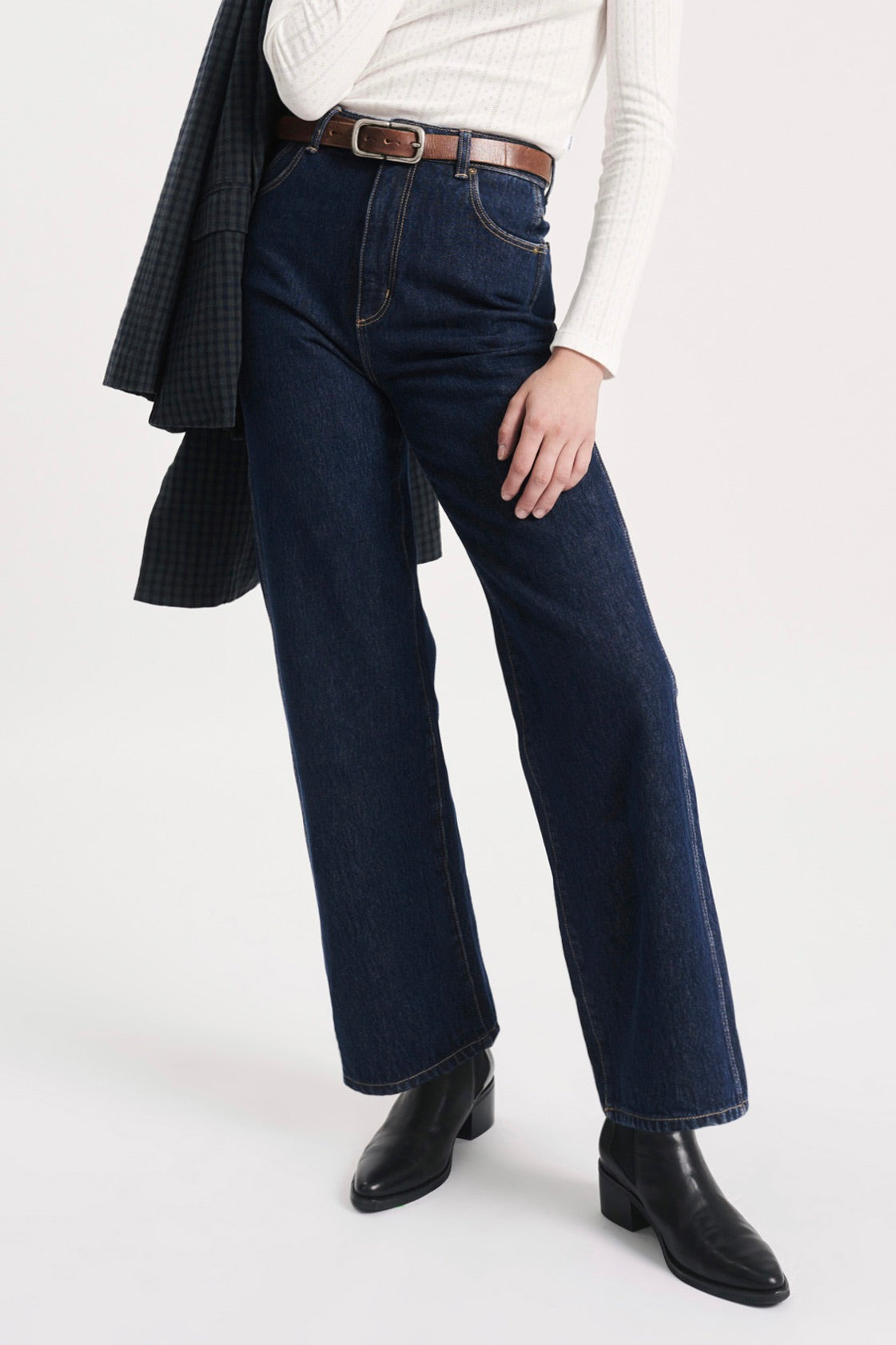 Heidi Dark Vintage Indigo High Rise Straight Leg Jeans for Women - Perfect for Casual Outfits, Date Nights & Everyday Wear