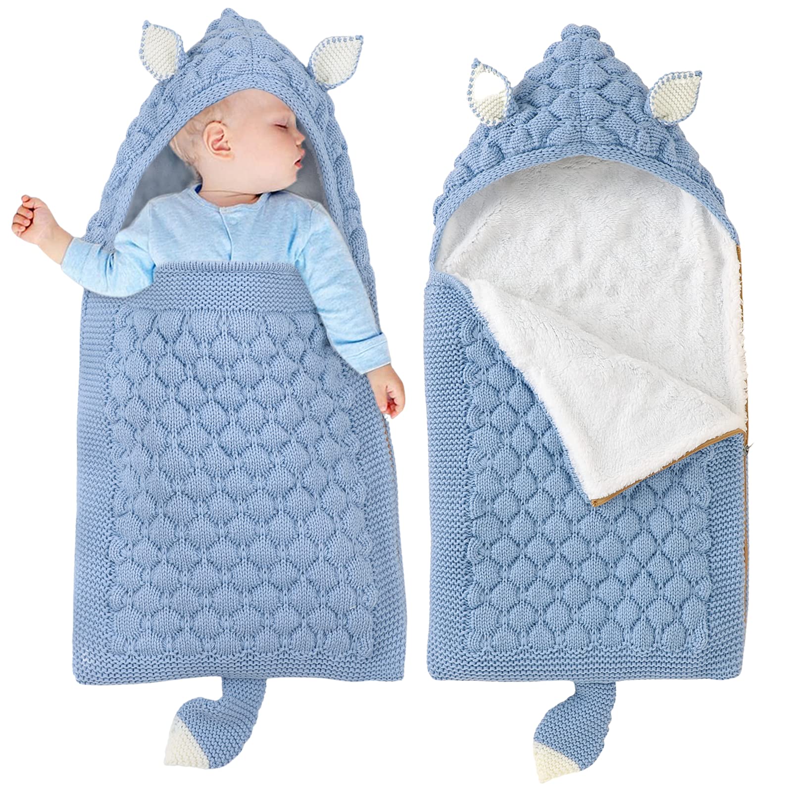 Opewod Unisex Baby Swaddle Blankets - Soft Fleece Knit Swaddle Wrap for Newborns 0-12 Months - Warm Stroller Wrap for Baby Girls & Boys - Perfect for Sleeping, Nursing & On-the-Go Comfort