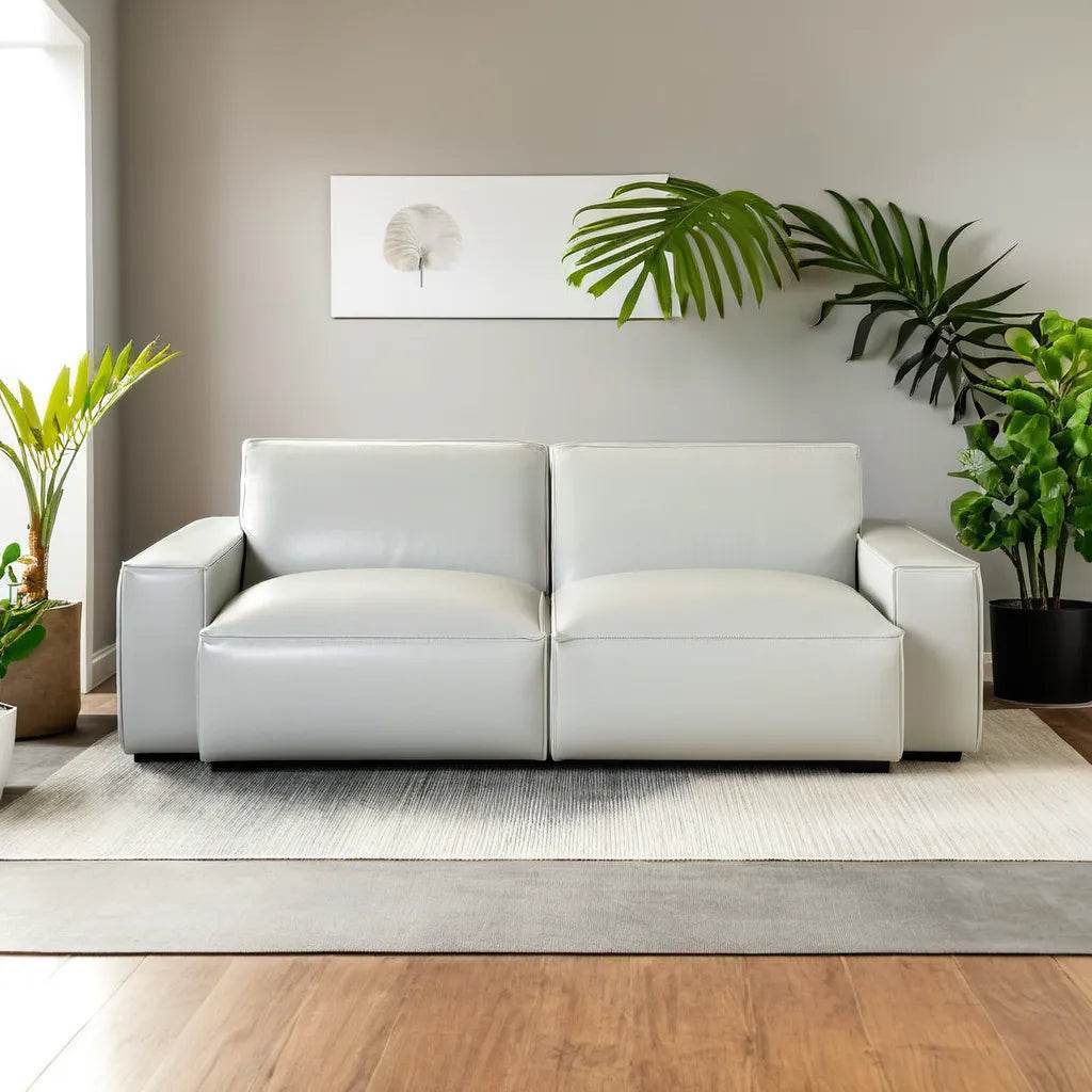 Giacomo Faux Leather 3-Seater Sofa - Modern PU Leather Loveseat for Living Room, Apartment & Office - Comfortable Contemporary Couch with Sturdy Metal Legs
