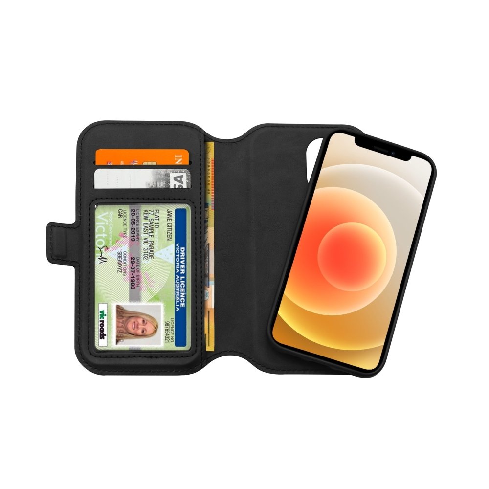 3sixT NeoWallet 2.0 Slim RFID Blocking Leather Wallet Case for iPhone 12 Mini - Holds 3 Cards | Perfect for Travel, Work & Everyday Use