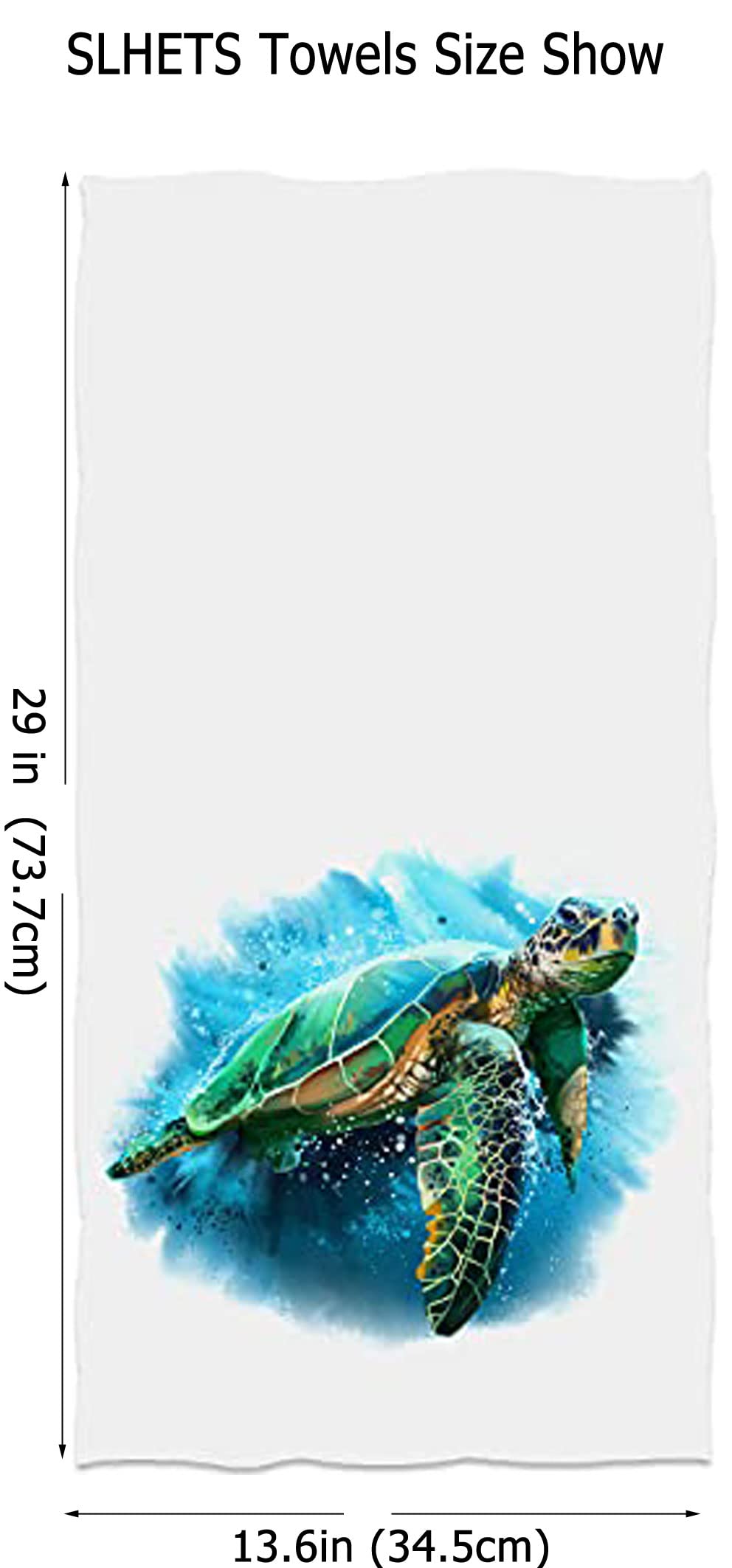 Sea Turtle Hand Towels - Soft Absorbent Bath & Kitchen Towels 13.6