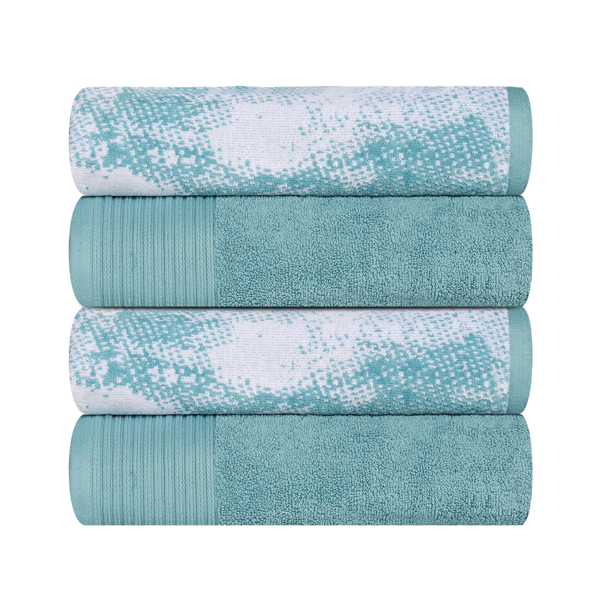 Premium 4-Piece Cotton Bath Towel Set - Soft & Absorbent Solid & Marble Design - Perfect for Spa, Bathroom & Luxury Home Decor