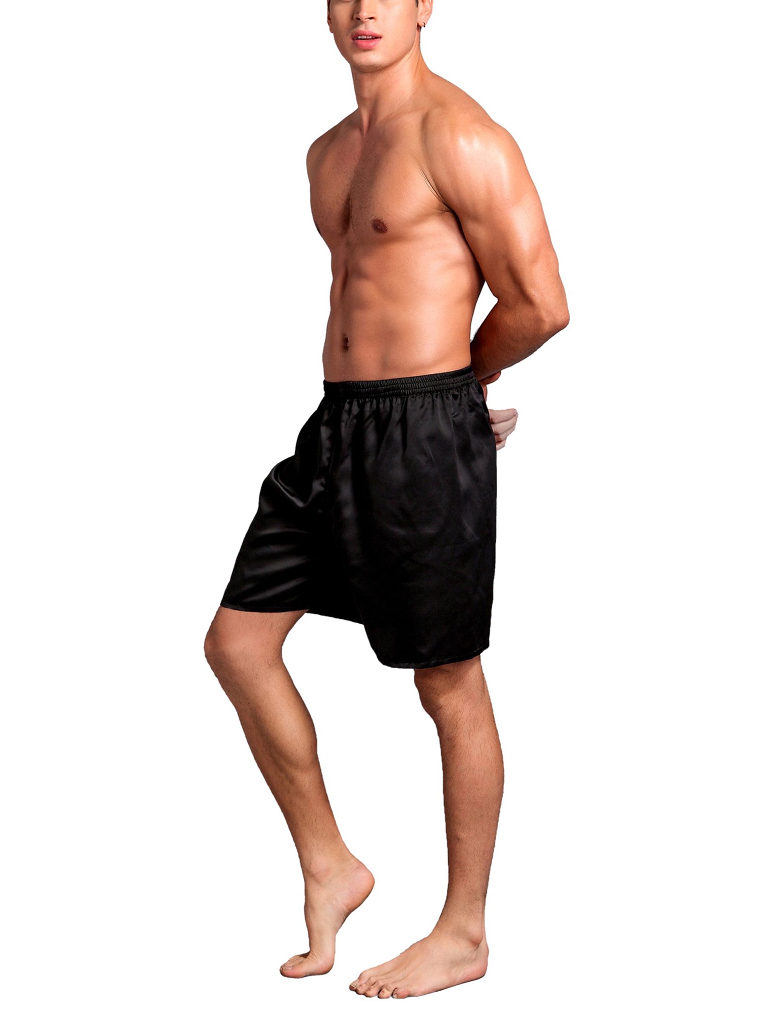 Men's Sleep Shorts - 2 Pack Satin Lounge Shorts for Comfortable Nightwear & Relaxation at Home | Soft Pajama Shorts for Sleeping, Lounging & Vacation
