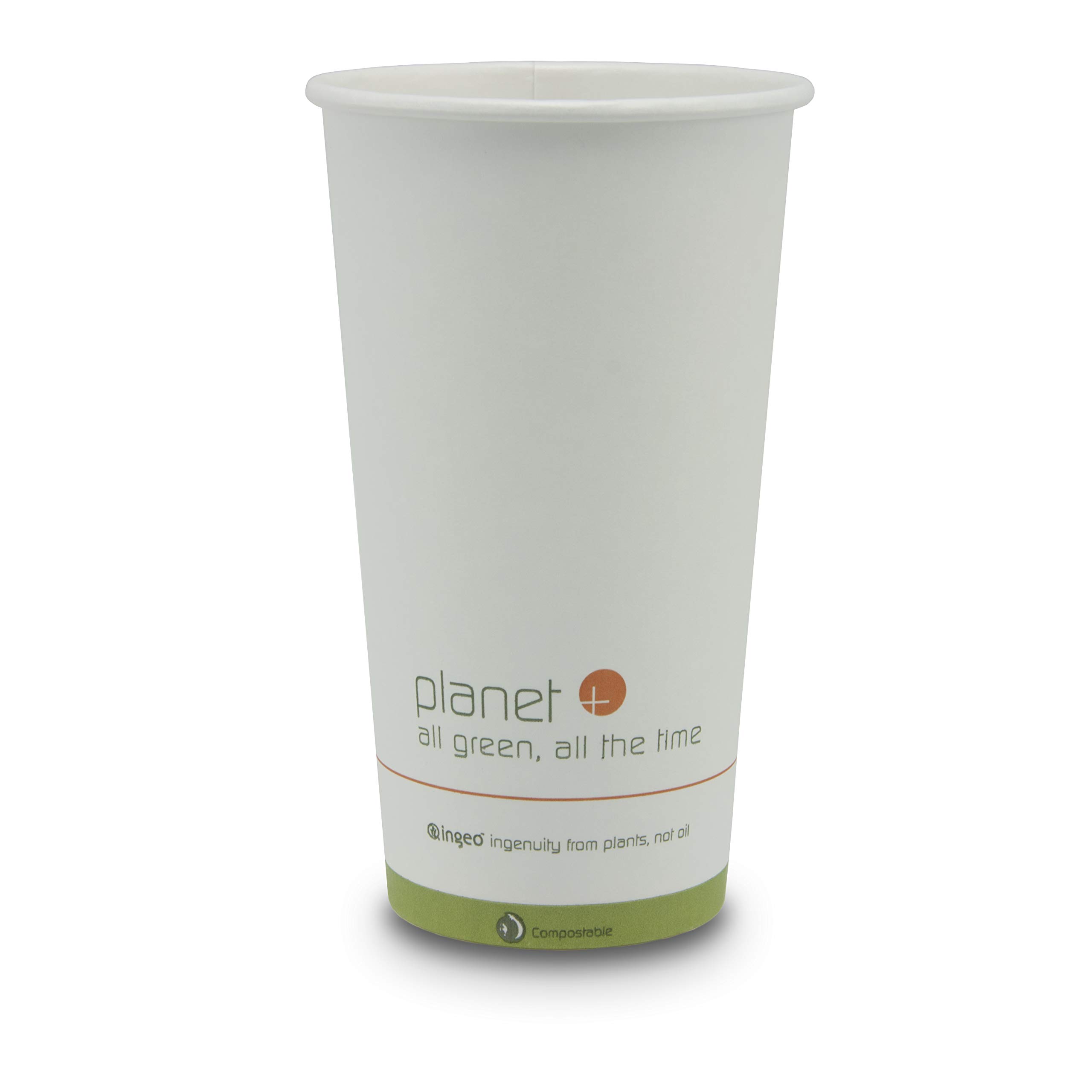 Planet+ 100% Compostable PLA Laminated Hot Cups - 20oz (500 Count) | Eco-Friendly Disposable Coffee Cups for Cafes, Offices & Events | BPA-Free & Biodegradable