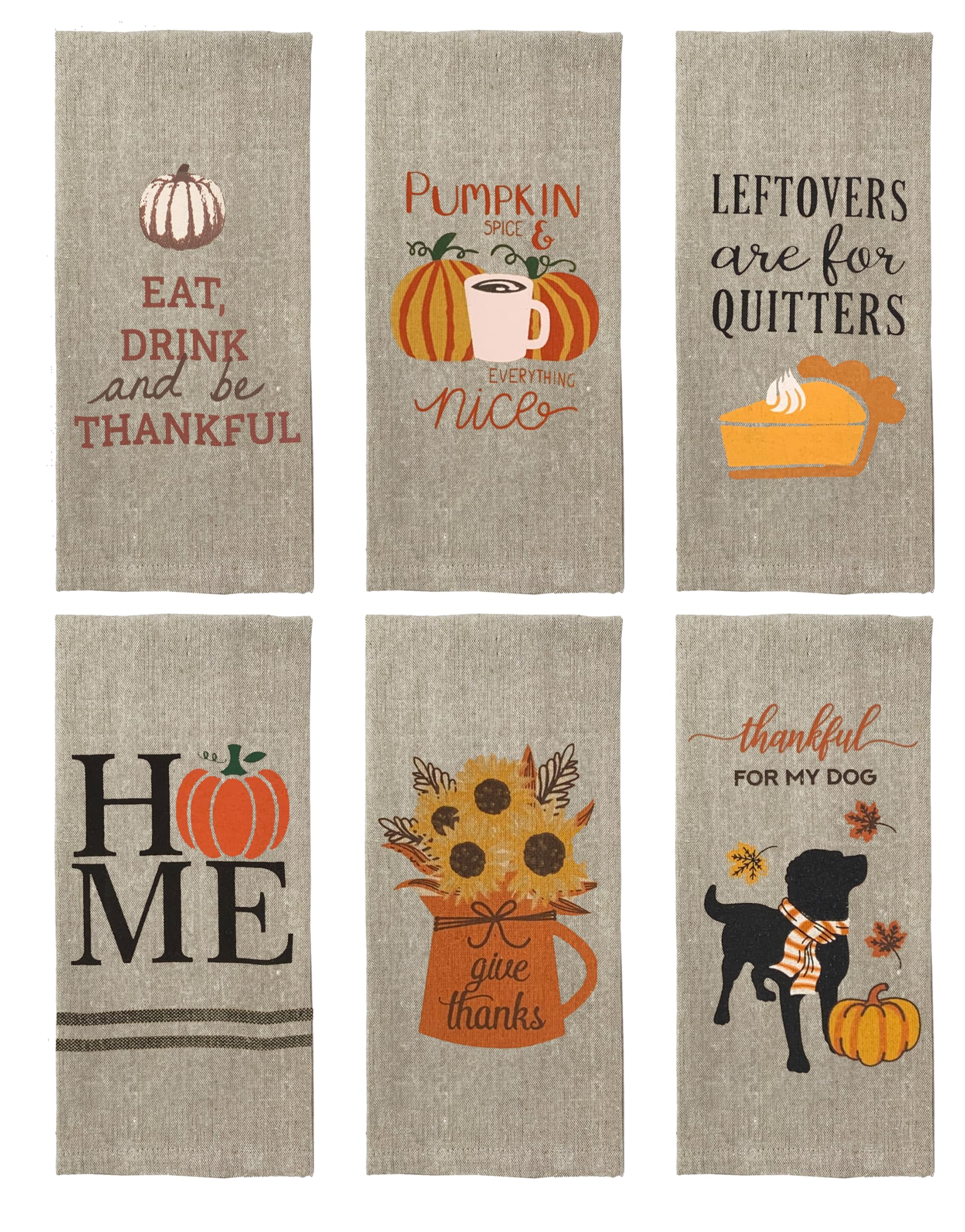 Premium Fall Kitchen Towels Set - 100% Cotton Autumn Dish Towels with Pumpkin Decor (15”x25”) for Harvest Season | Soft & Absorbent for Cooking, Baking & Holiday Decor