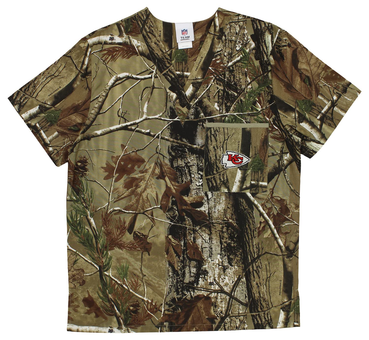 Fabrique Innovations NFL Unisex Camo Team Logo Scrub Top - Medical Uniform for Nurses, Doctors & Healthcare Workers - Perfect for Hospitals, Clinics & Medical Workplaces