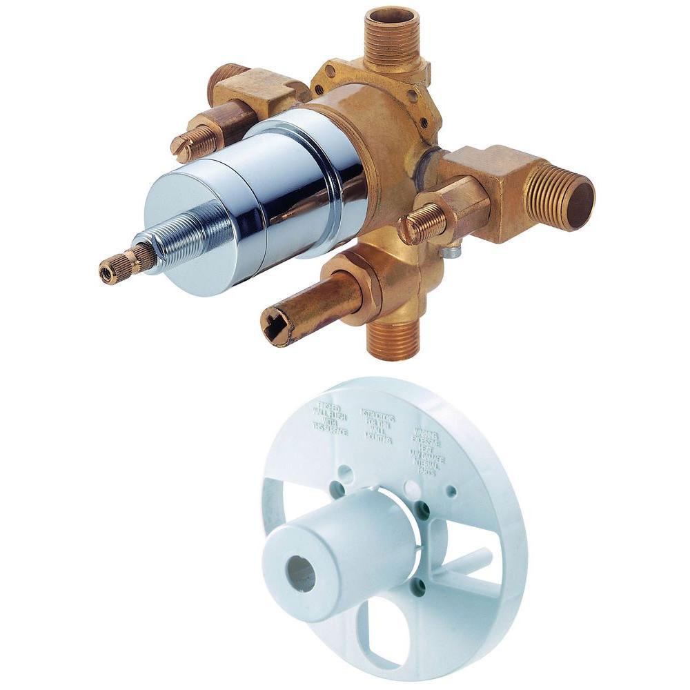 Danze 287185 Single Handle Pressure Balance Mixing Valve with Screwdriver Stops & Diverter - Rough Brass Finish for Shower & Bathroom Faucet Installation | Perfect for Home Renovation & Plumbing Projects