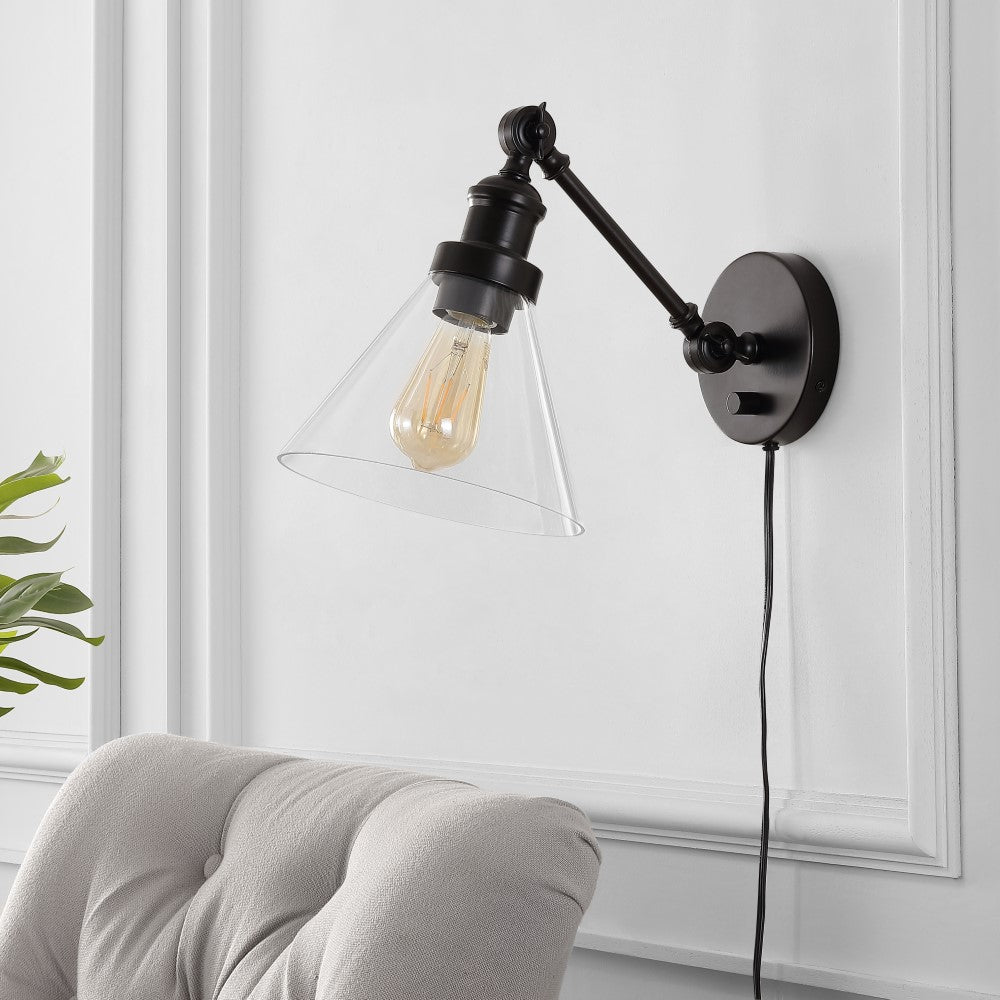 Adjustable LED Wall Sconce Light - 8 Iron/Glass Modern Fixture for Bedroom, Living Room & Hallway Lighting | Dimmable Indoor Wall Lamp by Cowie