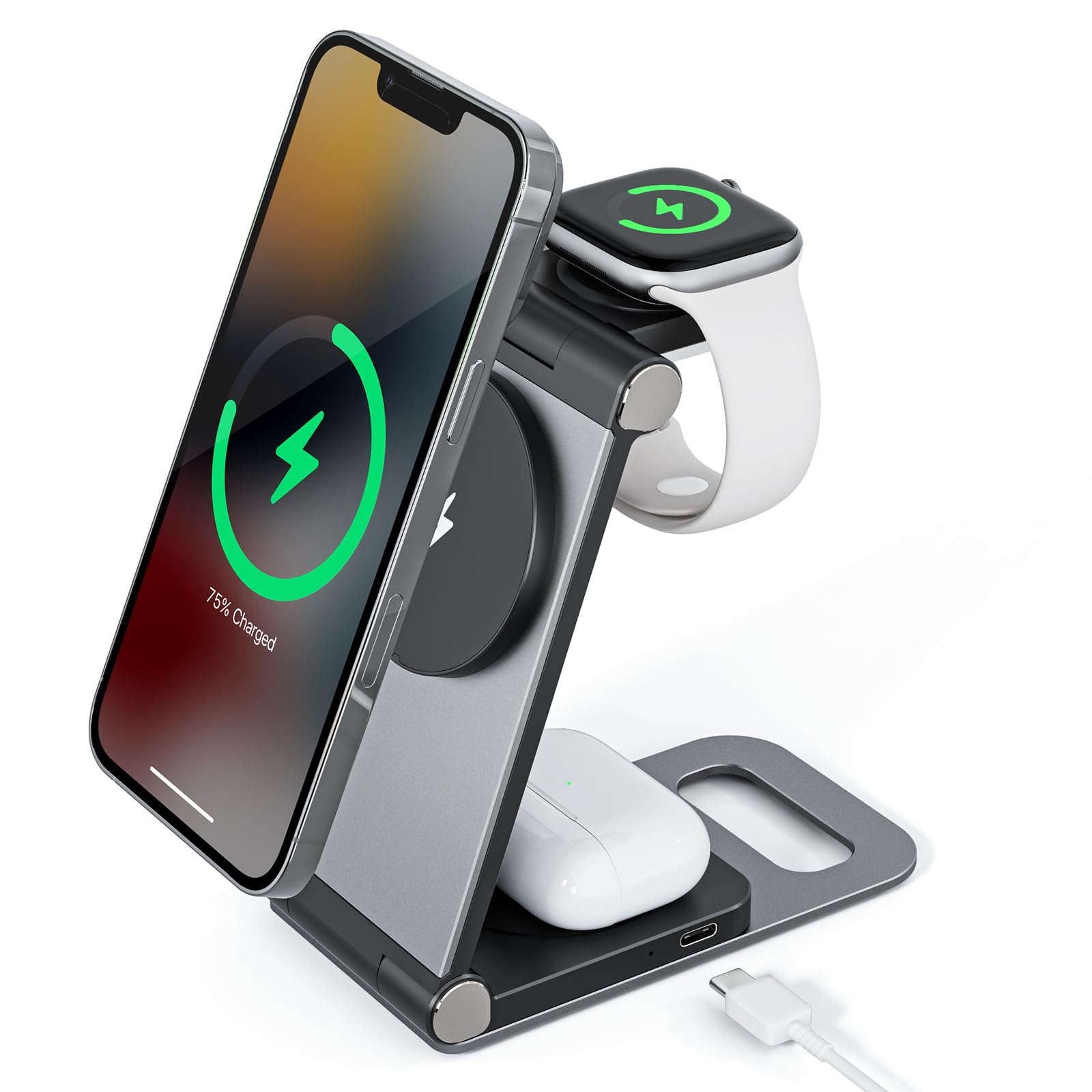 15W Fast Wireless Charger with Sleep-Friendly Adaptive Light - Compatible with iPhone 16/15/14/13/Pro/XS/8 Plus, Samsung Galaxy S23/S22/S21/Note 20, Google Pixel - Black | Perfect for Bedside, Office & Travel Charging