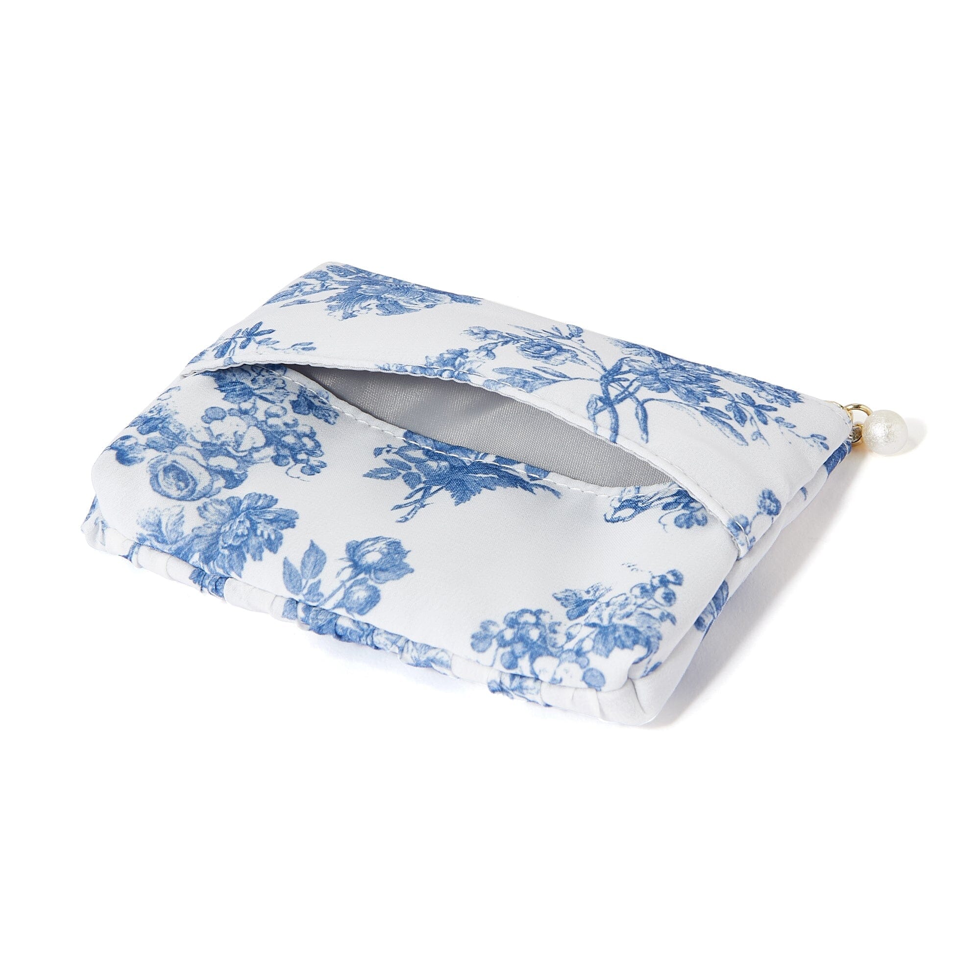 Classic Navy Blue Flower Printed Tissue Pouch - Elegant & Stylish for Gifts, Travel, and Everyday Use