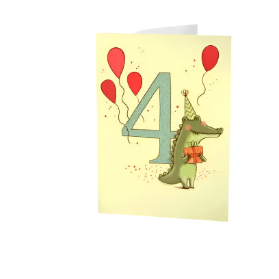 4 Year Old Birthday Greeting Card - Fun & Colorful Kids Birthday Card for 4th Birthday Parties, Celebrations & Gifts | Perfect for Boys & Girls