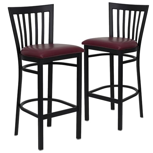 Burgundy Vinyl Seat/Black Metal Frame