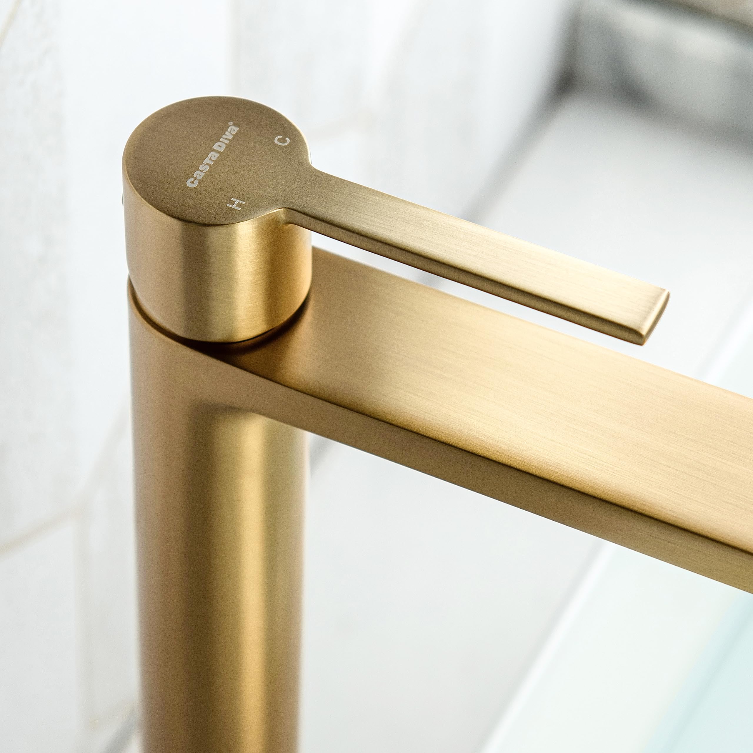 Premium Casta Diva Tall Single Hole Bathroom Faucet for Vessel Sink - Lead-Free Brass Construction, Tool-Free Installation, Elegant Gold Finish - Perfect for Modern Bathrooms & Powder Rooms