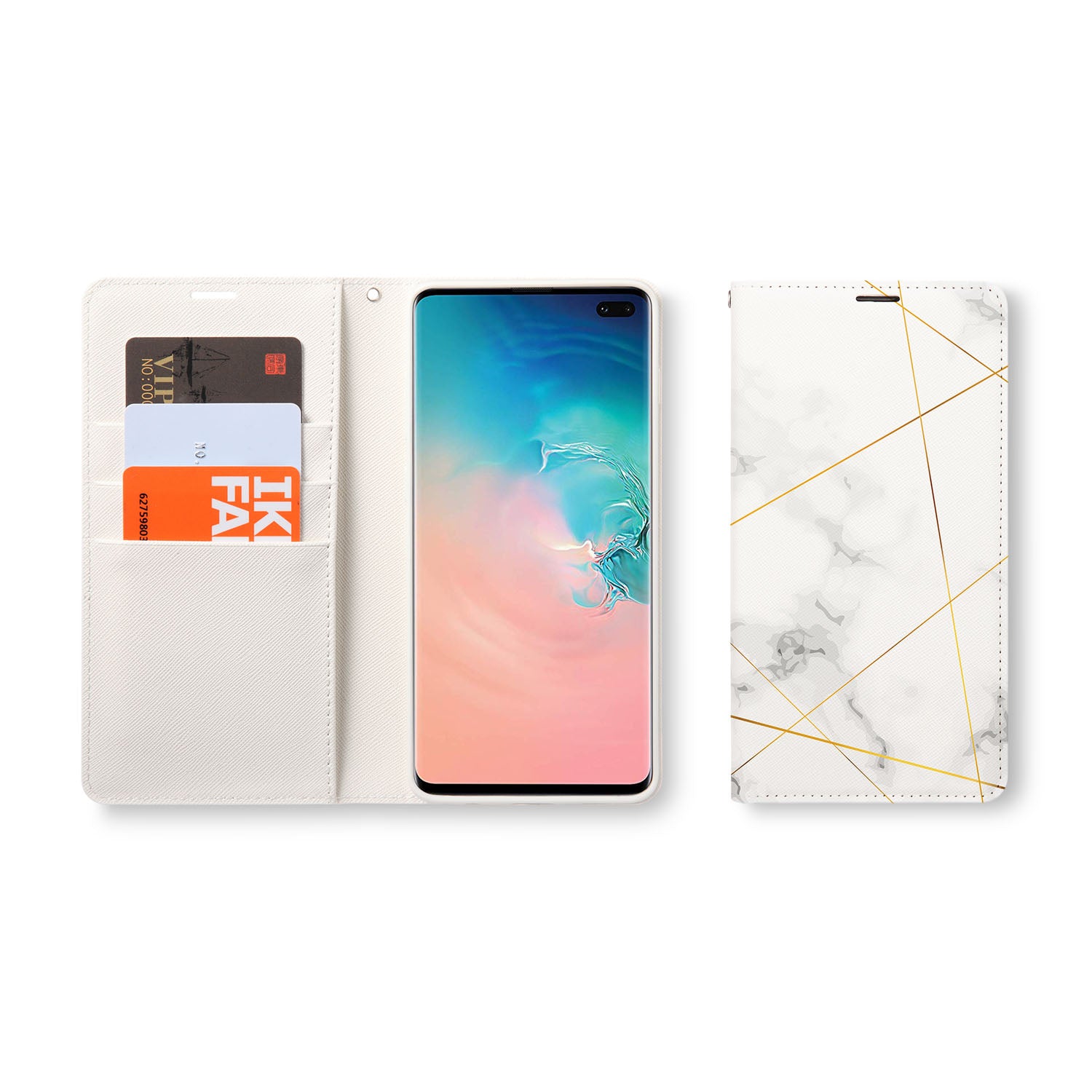 Samsung Wallet - Genuine Leather Marble Design 2020 Edition | Slim & Stylish Card Holder for Men & Women | Perfect for Travel, Business & Everyday Use