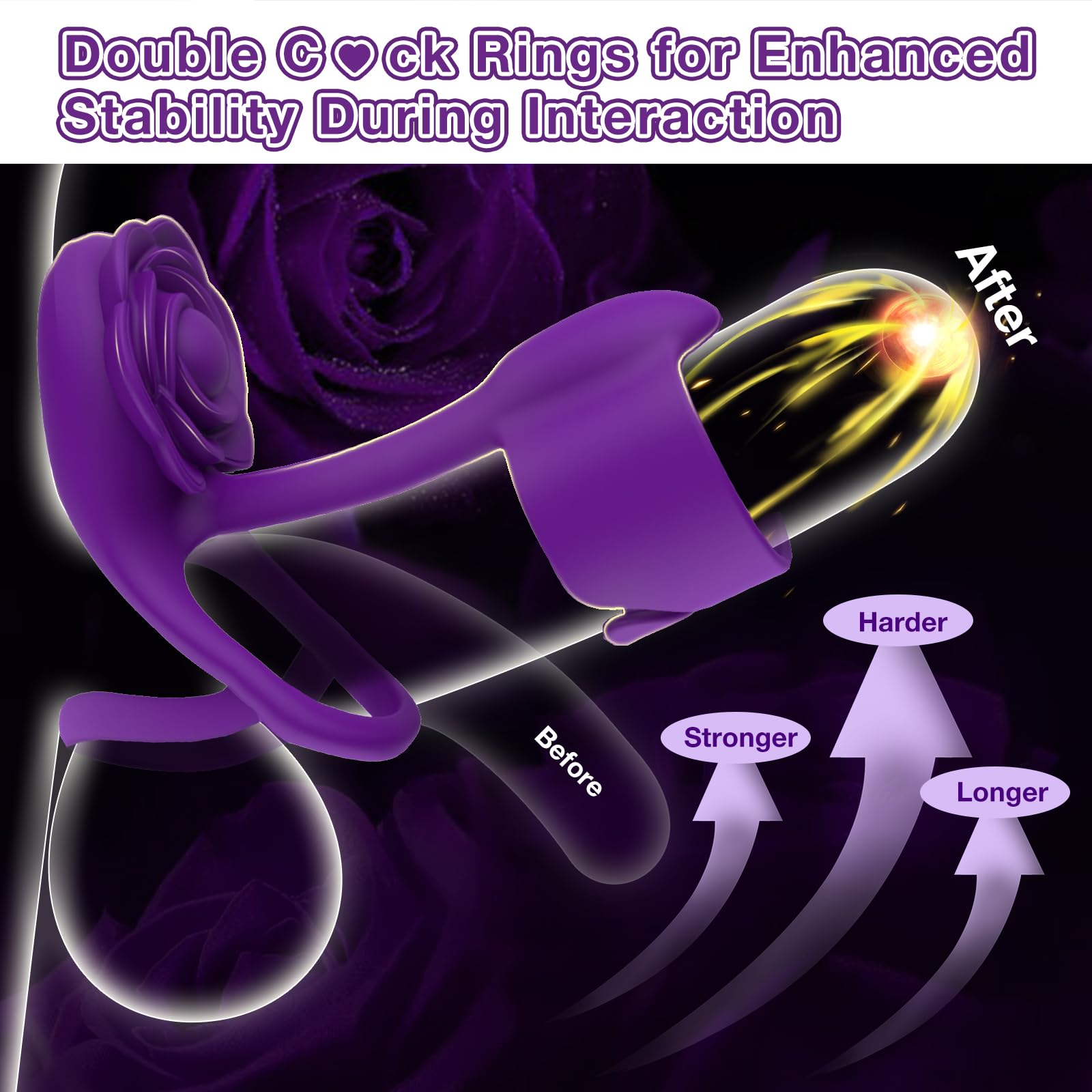 RIDMII 3-in-1 Vibrating Cock Ring for Couples - Remote Control Rose Shaped Clitoral Stimulator with 10 Powerful Vibration Modes | Enhance Intimacy & Spice Up Your Sex Life in Bedroom or Romantic Nights