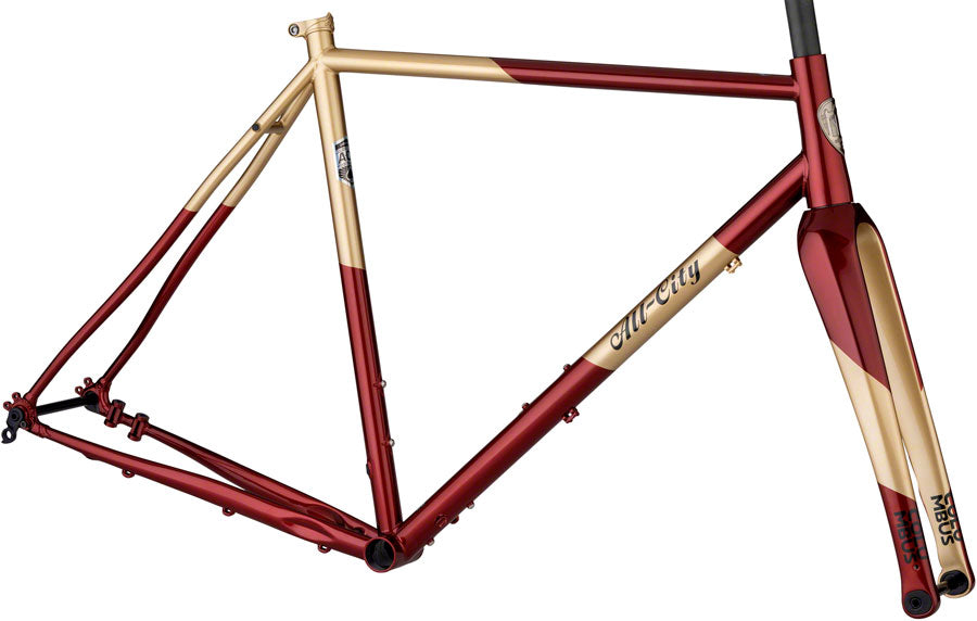 All City Cosmic Stallion 700c Steel Frameset - 52cm Currant & Cream | Durable Road & Gravel Bike Frame for Urban Commuting & Adventure Cycling
