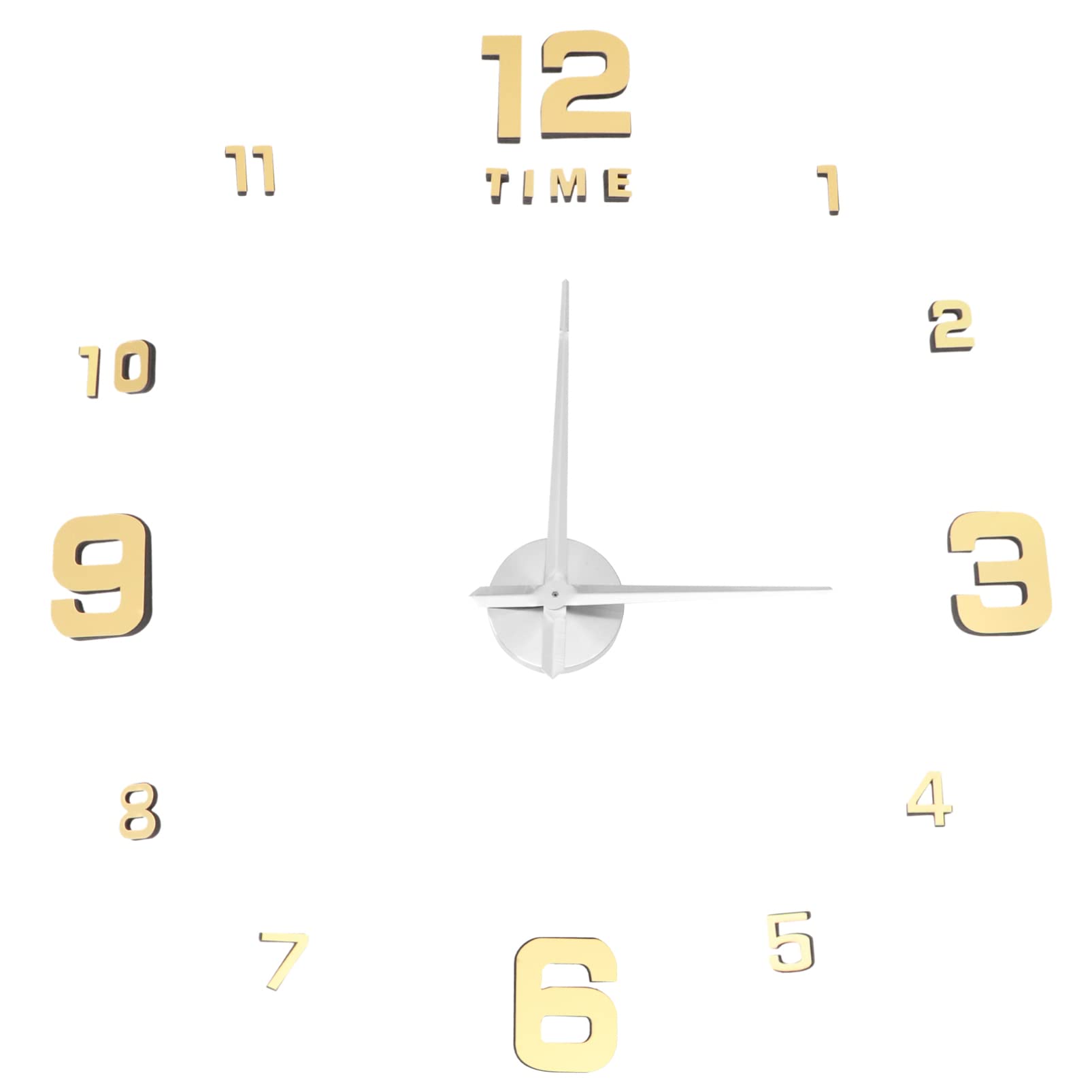 NUOBESTY Large Digital Wall Clock - Frameless DIY 3D Mirror Surface Sticker, Modern Golden Wall Clock for Home & Office Decor | Perfect for Living Room, Bedroom, Kitchen & Workspace