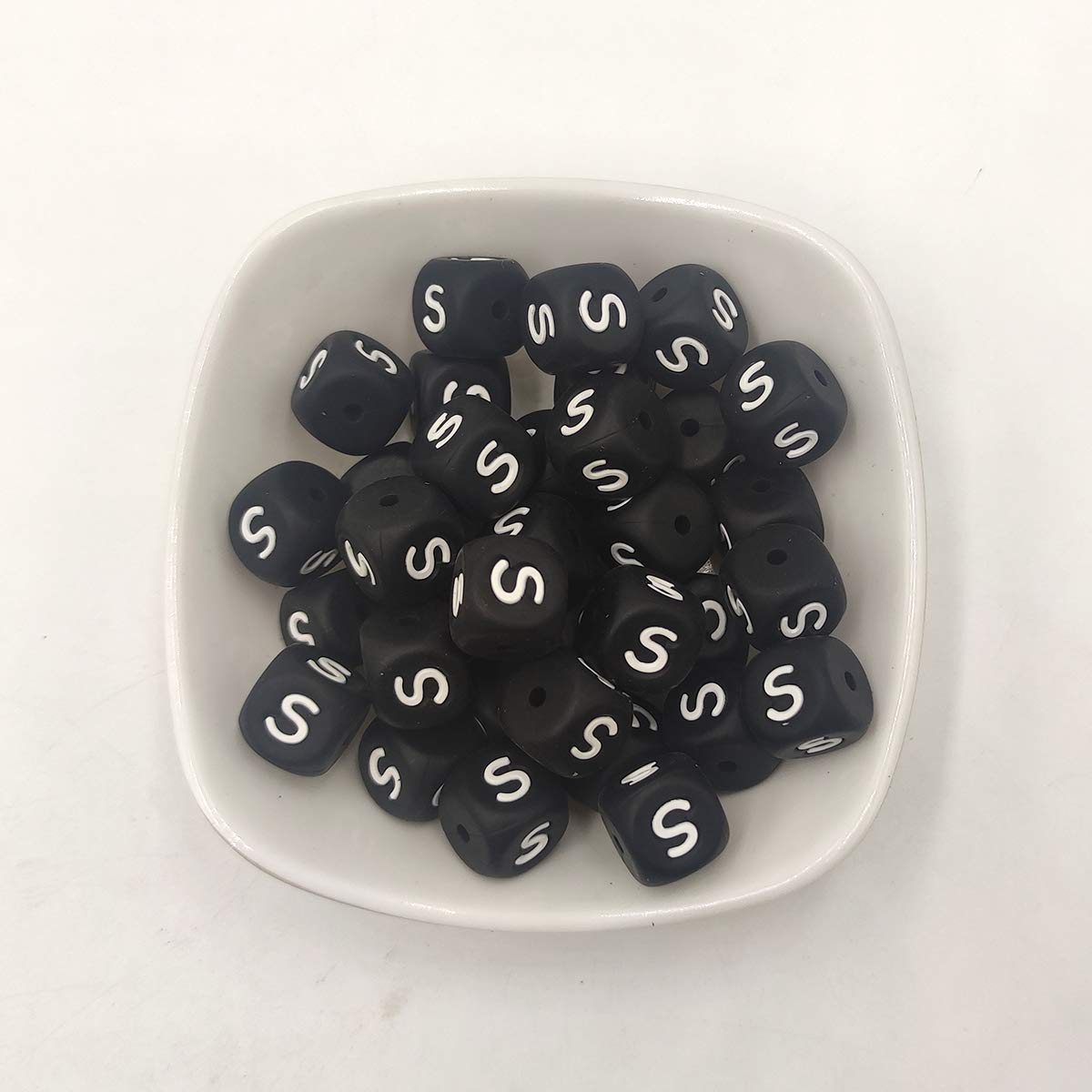 12mm Silicone Alphabet Beads - 50pcs DIY Jewelry Making for Keychains & Lanyards