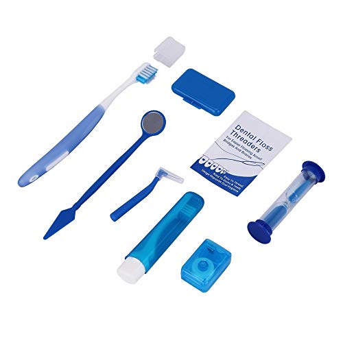 **Premium Blue Orthodontic Oral Care Kit - Teeth Whitening Tools, Toothbrush, Mouth Mirror, Interdental Brush & Dental Floss - Perfect for Braces, Travel & Daily Dental Hygiene**