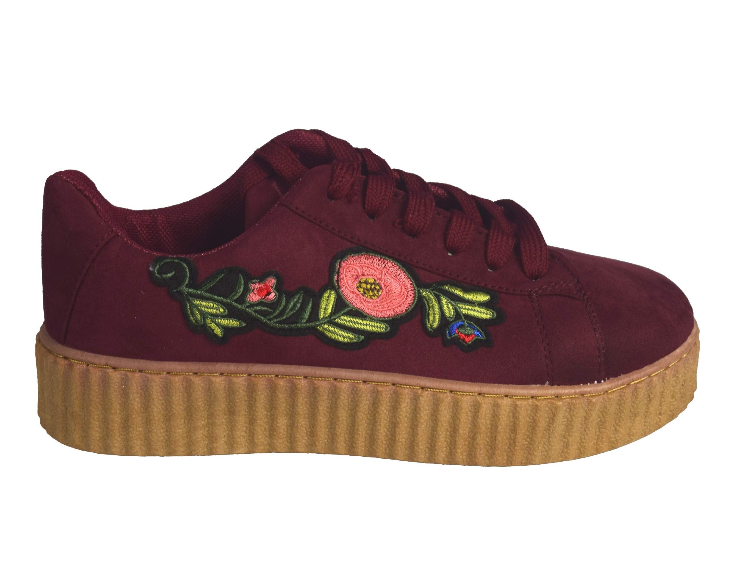Women's Fashion Sneakers - Suede Flat Platform Lace-Up Casual Shoes for Walking, Work & Everyday Wear