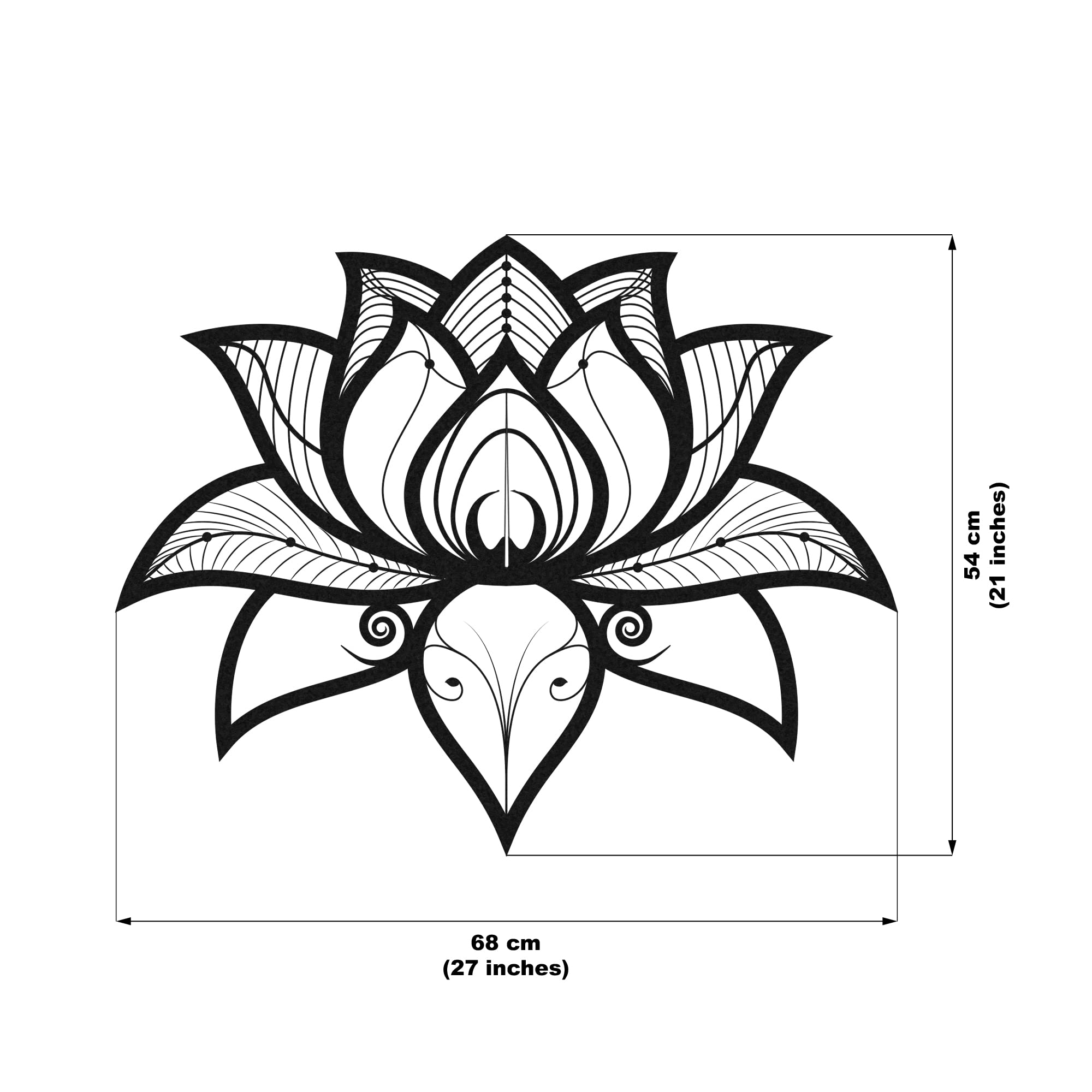 Bohemian Mandala Metal Wall Art - Black Geometric Home Decor (68x54cm) - Perfect for Living Room, Bedroom, or Meditation Space