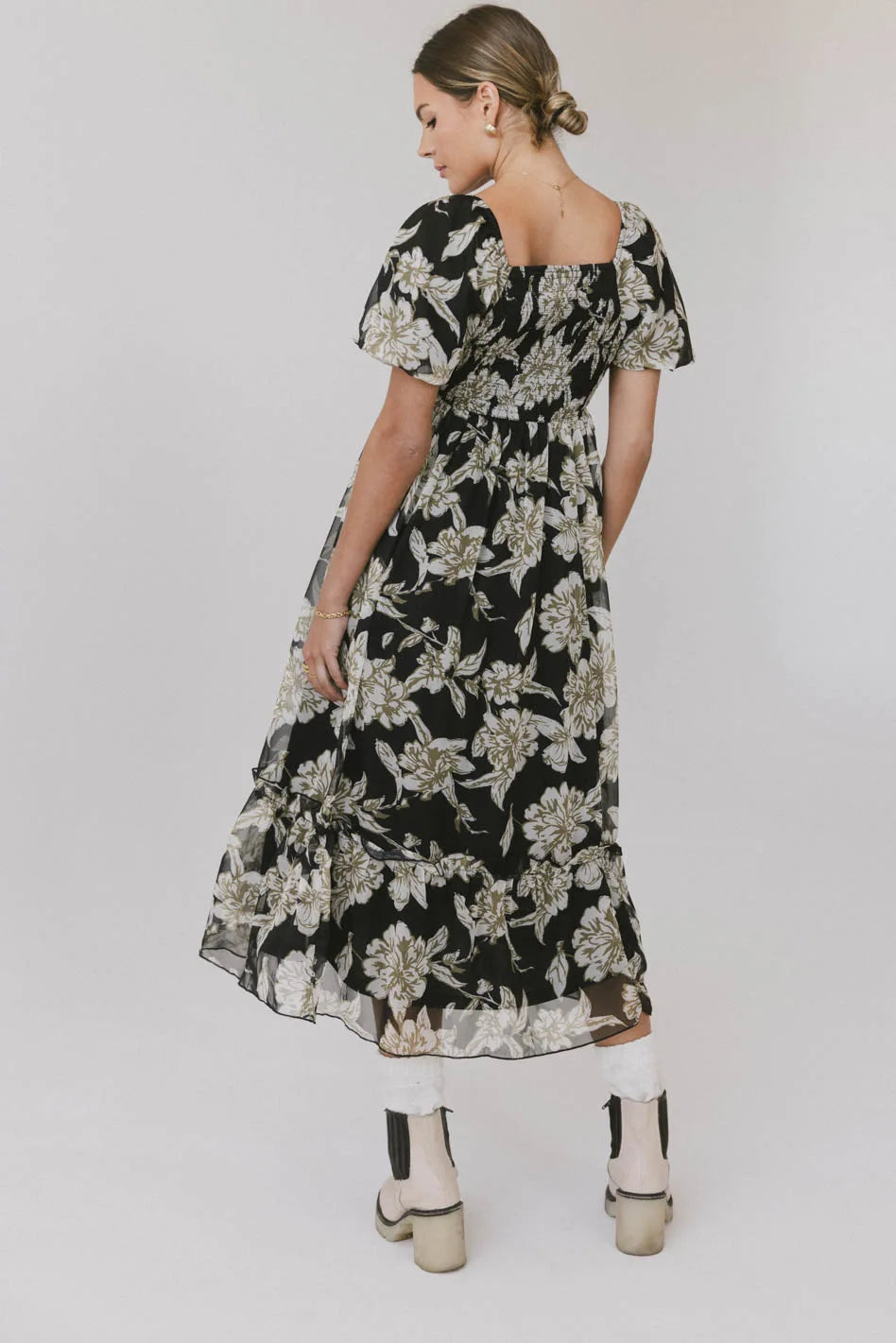 Olivera Floral Midi Dress - Women's Summer Boho Flowy Dress with Pockets | Perfect for Beach Vacations, Date Nights & Outdoor Weddings