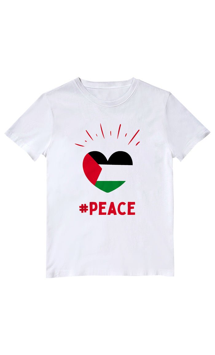 Palestine Peace Logo Printed T-Shirt - Solidarity & Unity Cotton Tee for Protests, Awareness & Casual Wear