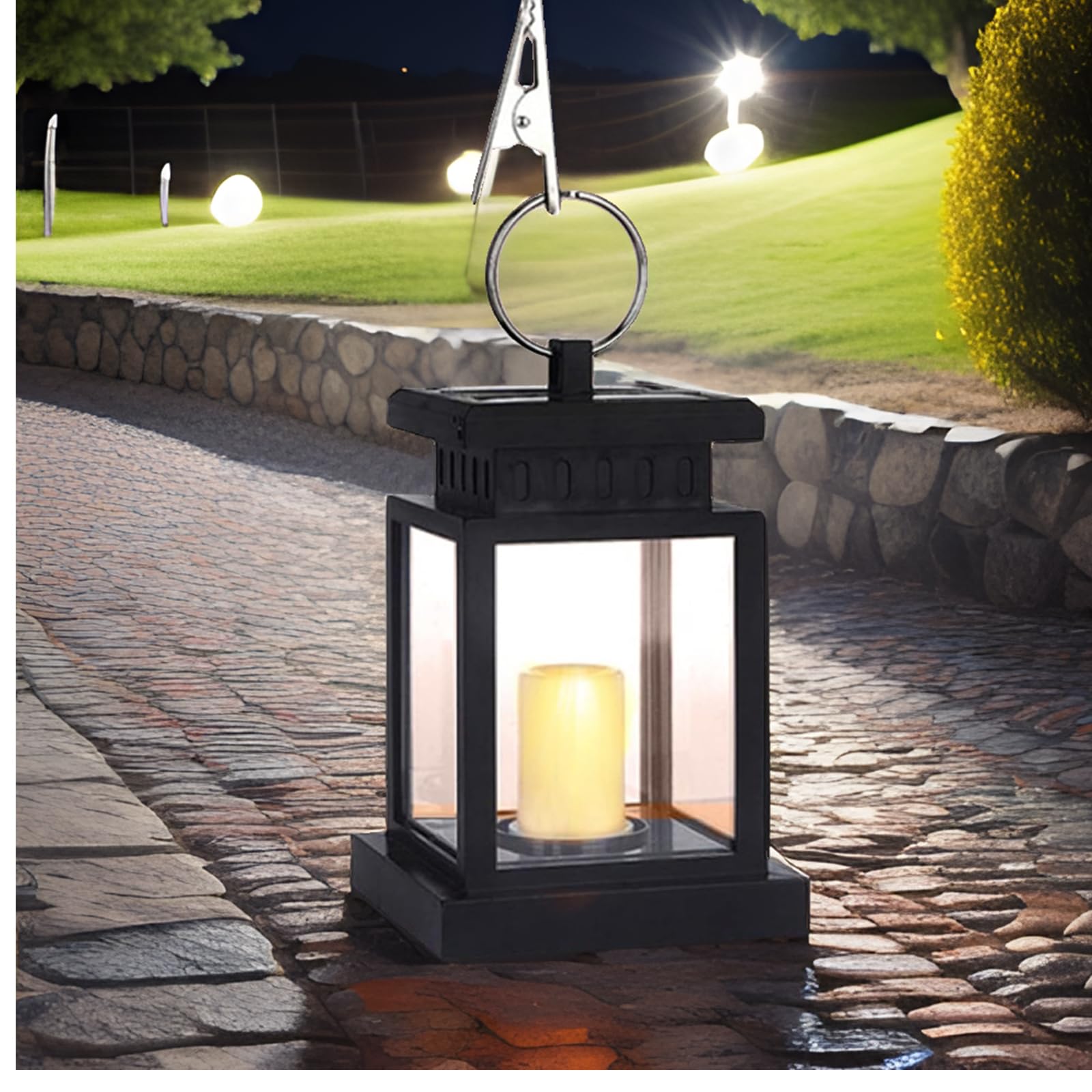 Solar Powered Outdoor Waterproof LED Lanterns - Flameless Flickering Candle Lights for Garden, Yard, Patio, Table & Umbrella Decor - Weatherproof Hanging Solar Lights for Camping, Parties & Outdoor Events