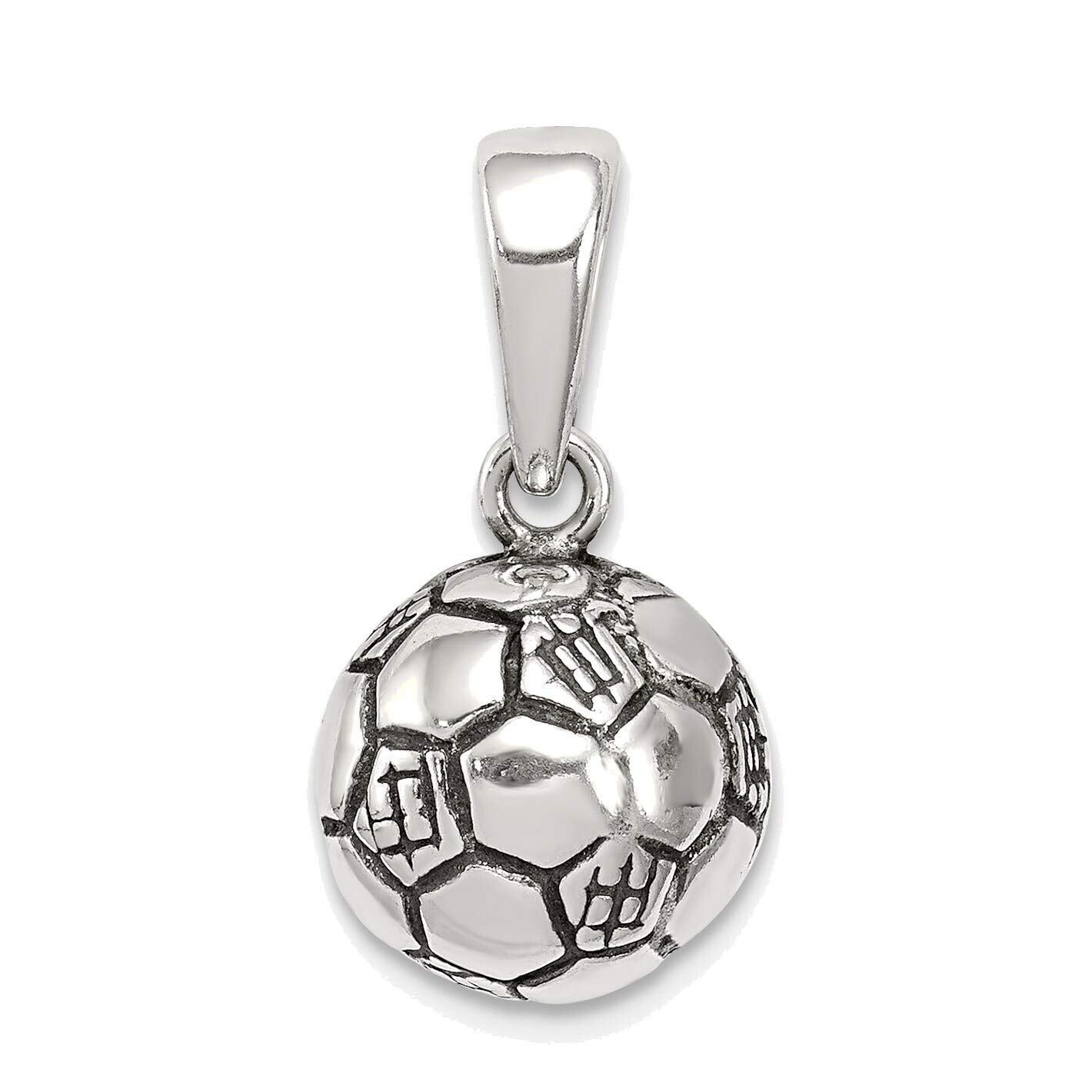 Bonyak Jewelry Solid Sterling Silver Antiqued Soccer Ball Pendant Necklace for Men & Women - Perfect Gift for Soccer Fans, Players & Coaches - Game Day, Birthday & Sports Events Accessory