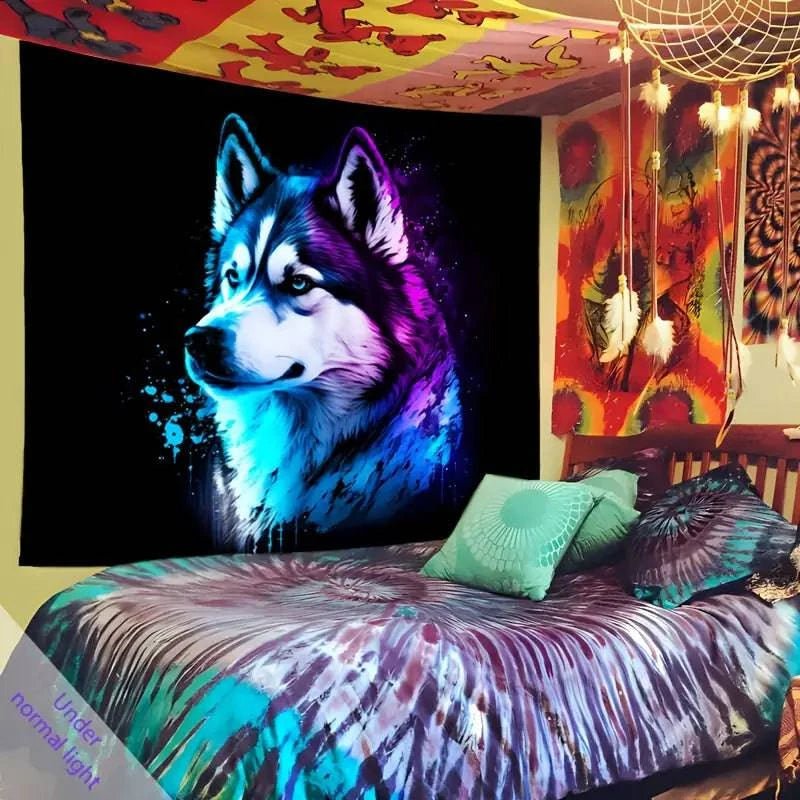 Wolf Totem Official Glow in the Dark Tapestry - UV Reactive Wall Art Decor for Bedroom, Living Room & Dorm Room