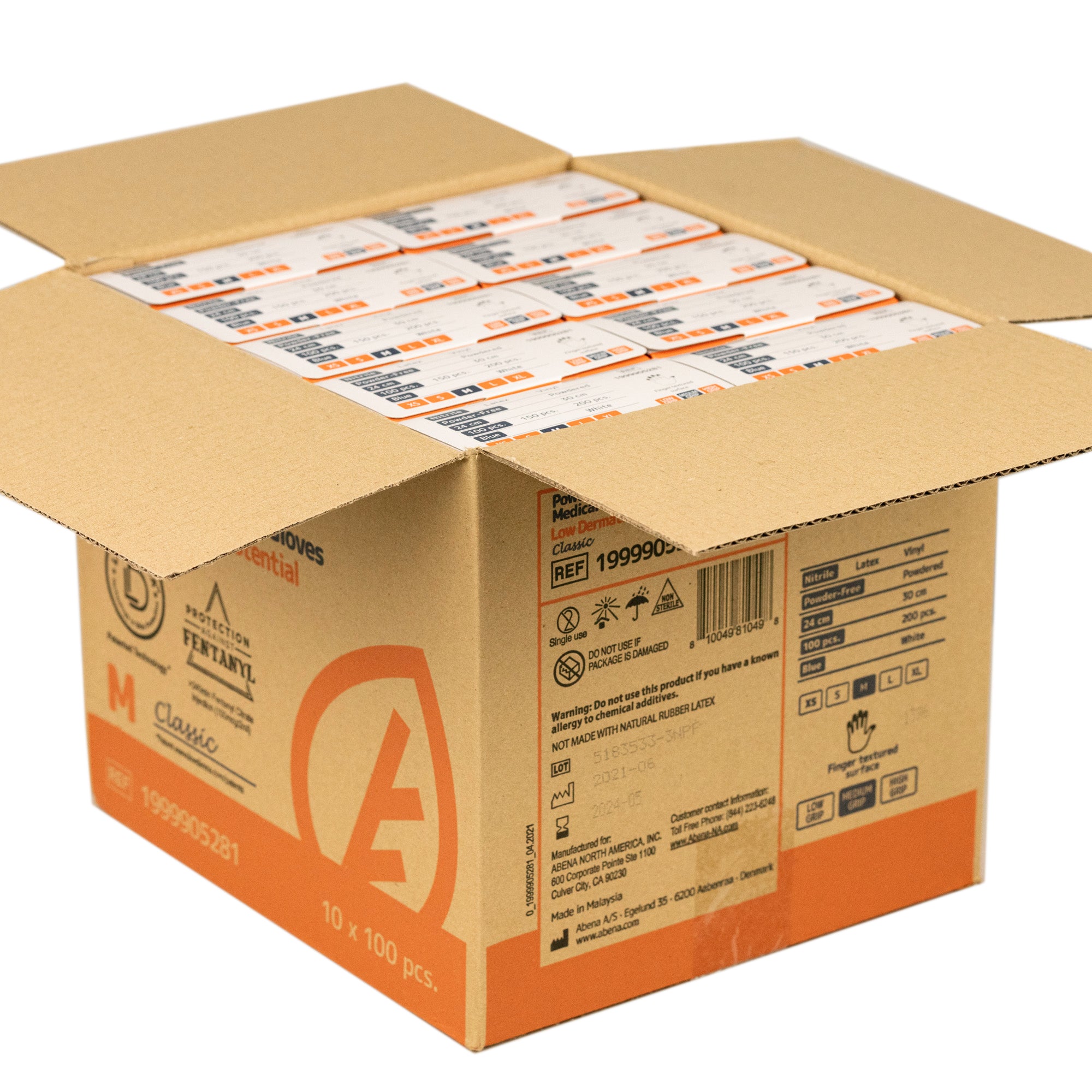 Abena Nitrile Gloves - Chemotherapy Approved, Latex-Free, Powder-Free Disposable Gloves for Medical Use, Food Handling & Cleaning - 100/Box