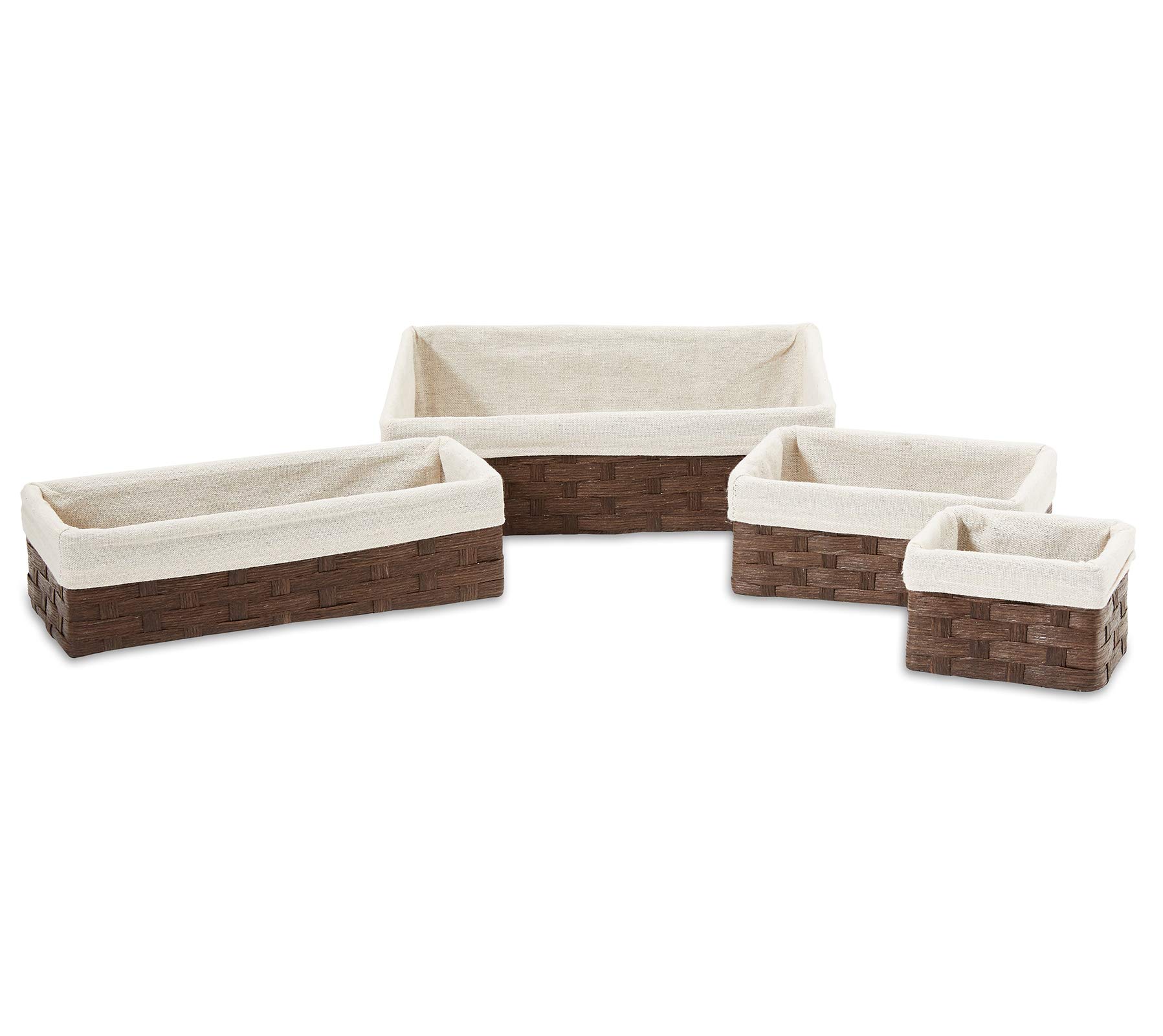 Americanflat Set of 4 Woven Paper Storage Baskets with Removable Linen Liners - Durable Metal Frame - Nesting Baskets for Home Organization - Eco-Friendly - Perfect for Bedroom, Bathroom & Office Storage