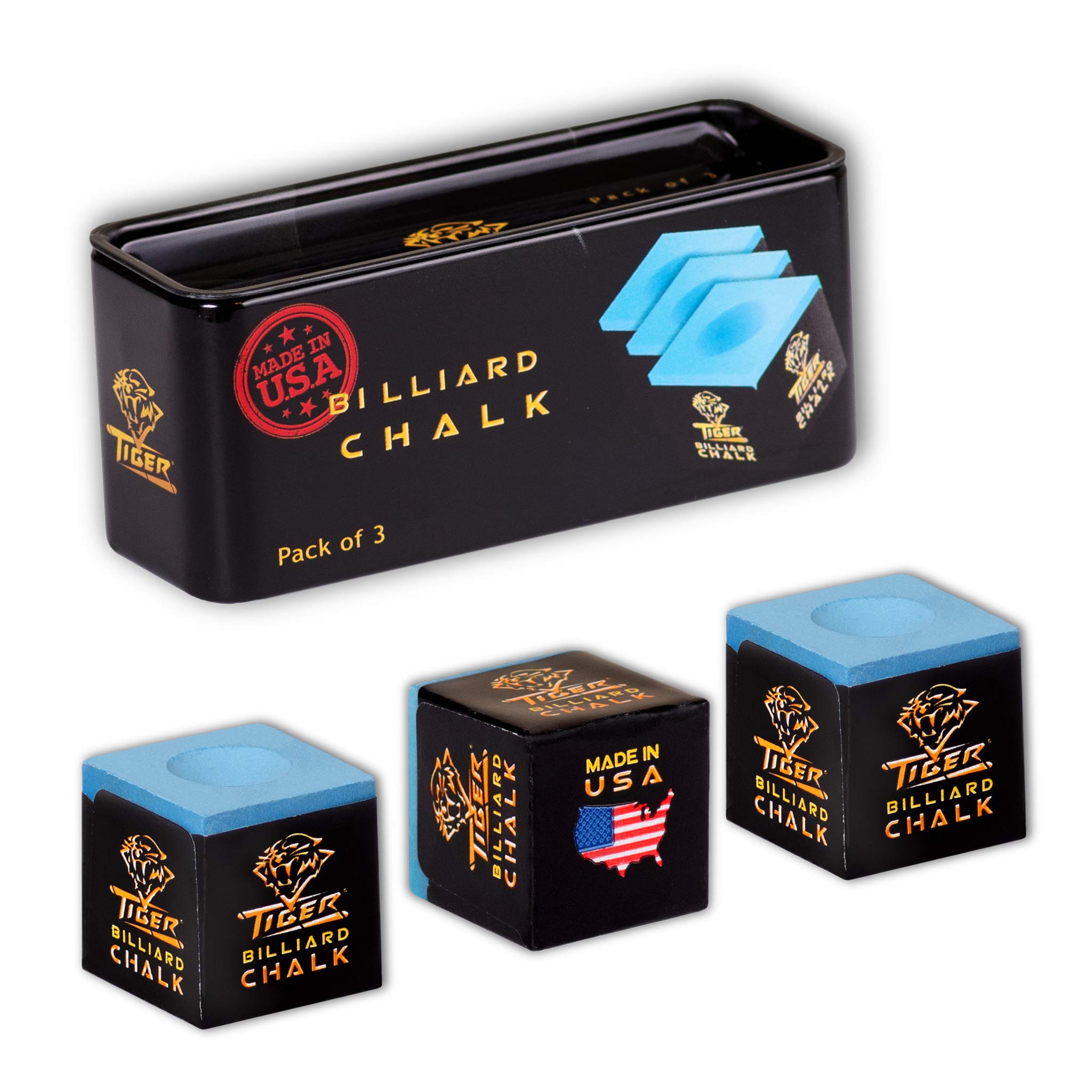 Premium Tiger Pool Cue Billiard Chalk - Blue (72-Piece Case) for Professional & Recreational Players - Perfect for Pool Halls, Bars, and Home Game Rooms