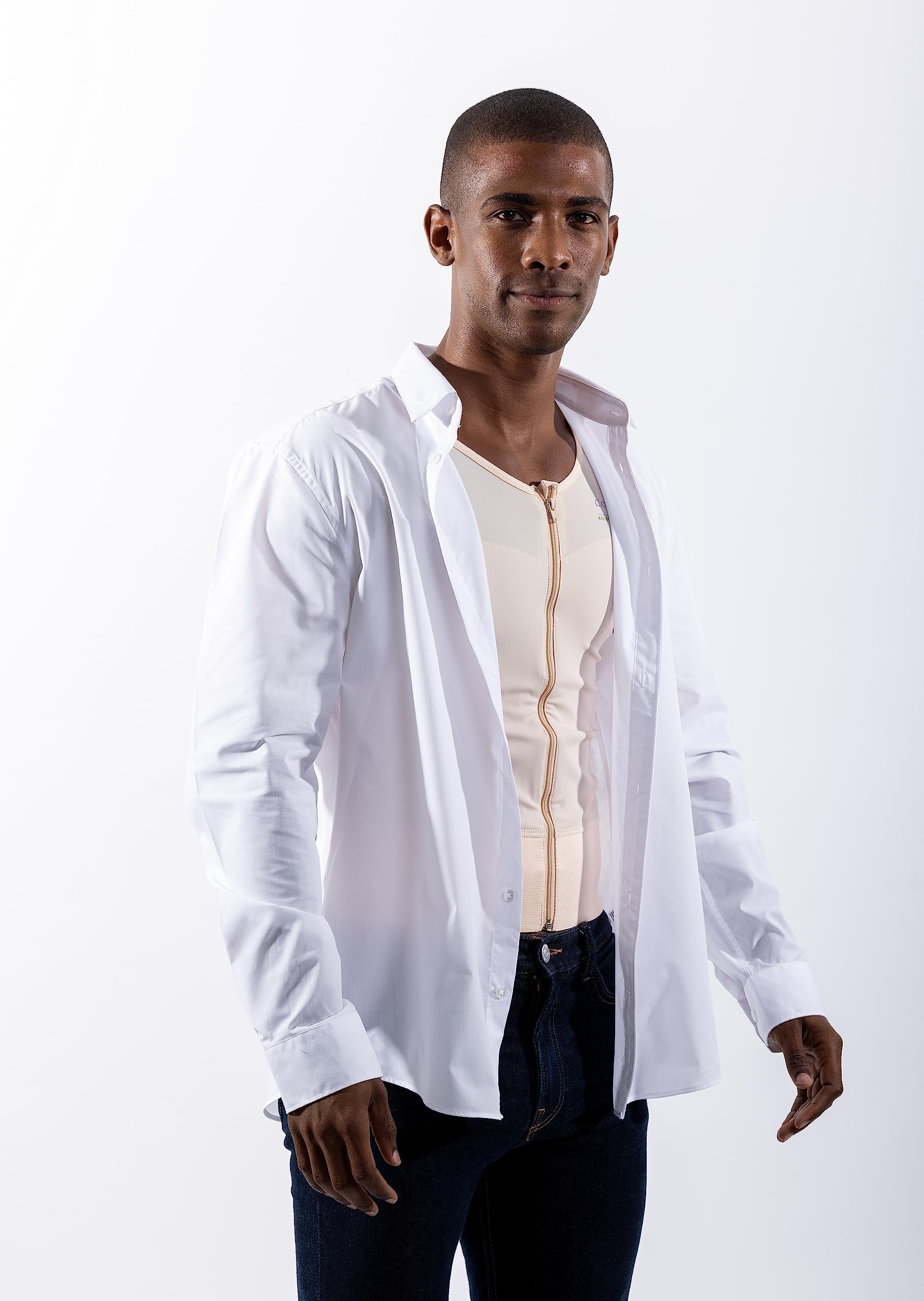 Post Gynecomastia Surgery Chest Compression Vest for Men with Sleeves - 11S BG S Beige - Post-Op Recovery, Swelling Reduction & Comfort Support for Gynecomastia Patients