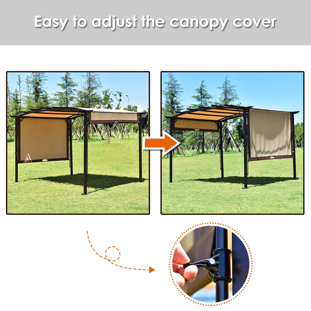 FANTASK Heavy Duty Metal Frame Garden Gazebo with Canopy Cover - Outdoor Patio Pavilion, Pergola & Beach Sunshade Tent for BBQ, Parties, Picnics & Backyard Relaxation | Perfect for Summer Gatherings, Poolside Lounging & Outdoor Entertaining
