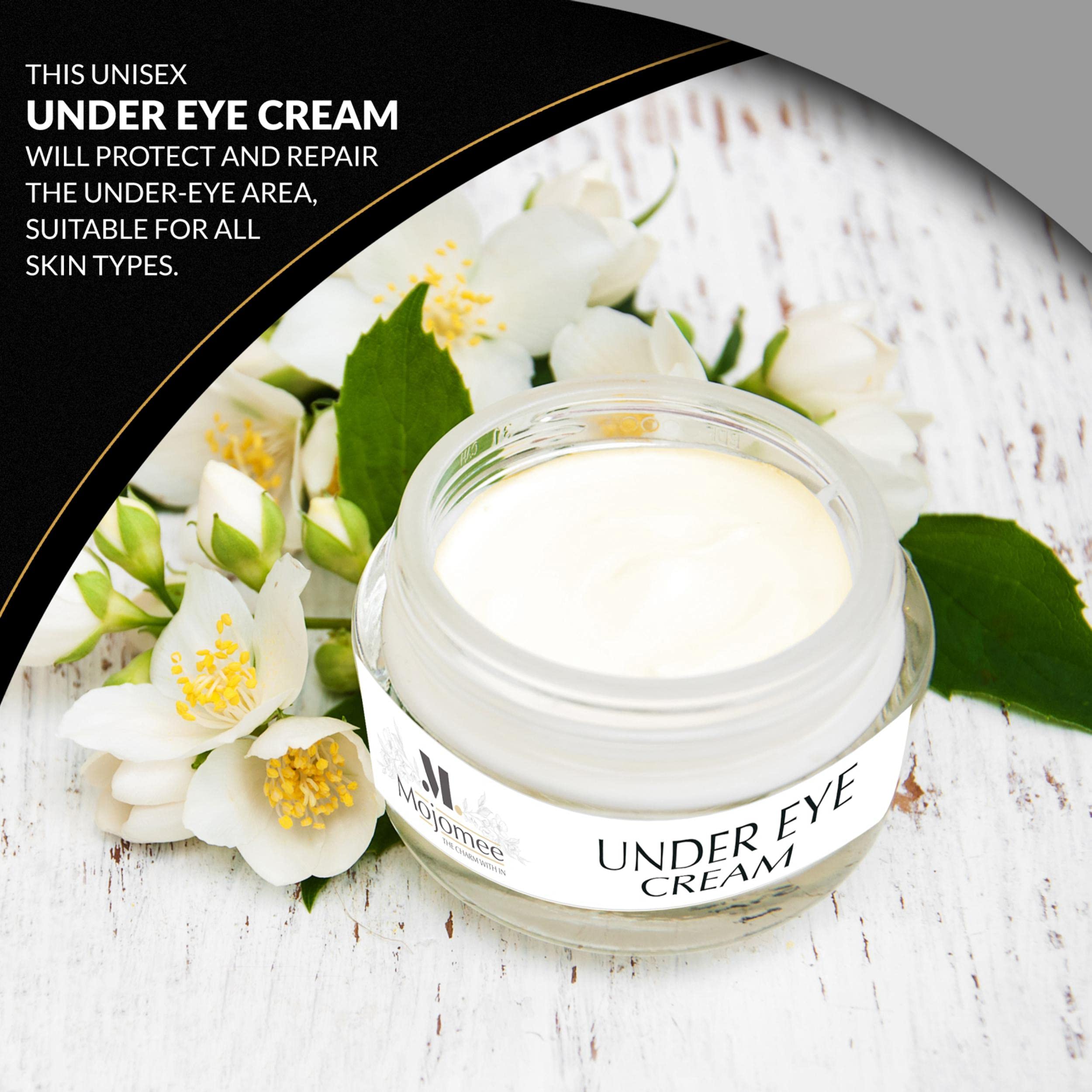 Mojomee Unisex Under Eye Cream - 5gm with Shea Butter, Coffee, Kokum Butter, Vitamin E & Almond Oil for Dark Circles, Wrinkles, Fine Lines & Puffiness | Made in India | Perfect for Night Routine & Travel Skincare