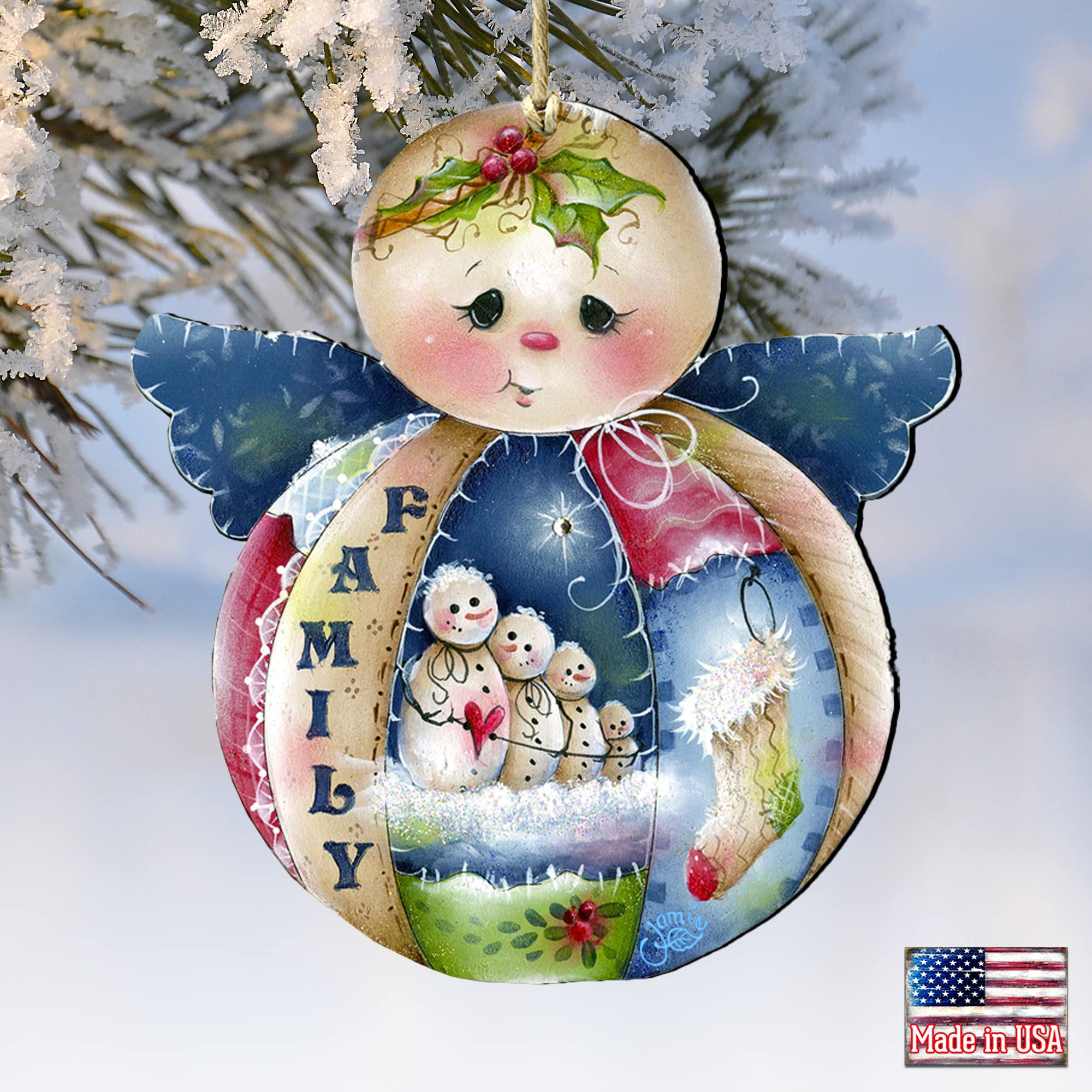 Handcrafted Wooden Snowman Ornament Set of 2 - Easter & Spring Home Decor - Perfect for Christmas Tree, Gift Giving & Seasonal Display