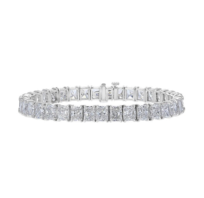 Platinum 27 CTW Radiant Cut Diamond 4-Prong Tennis Bracelet - Elegant Jewelry for Weddings, Anniversaries & Special Occasions